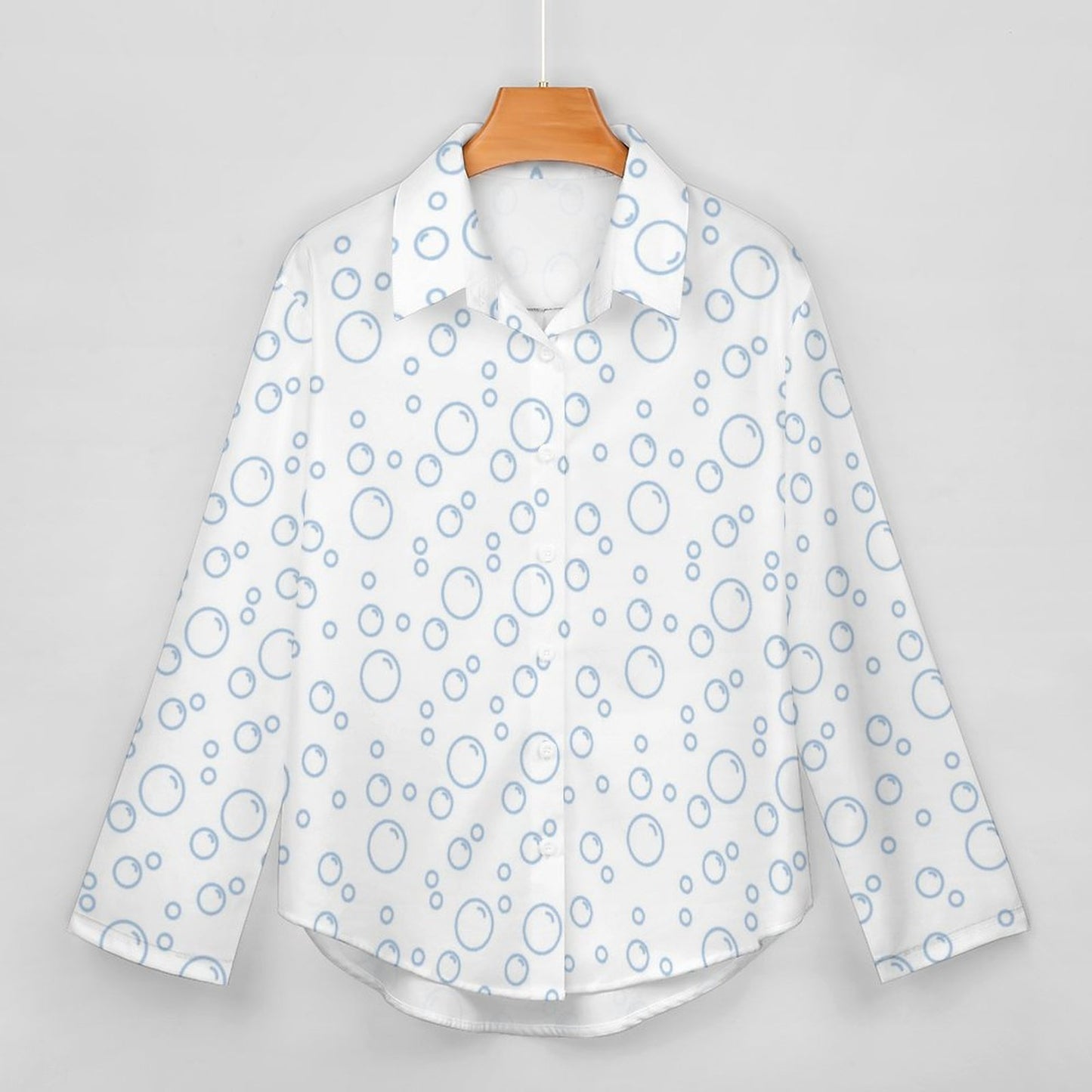 Chemise à ourlet asymétrique – imprimé bulles bleu clair | Big Smiles
