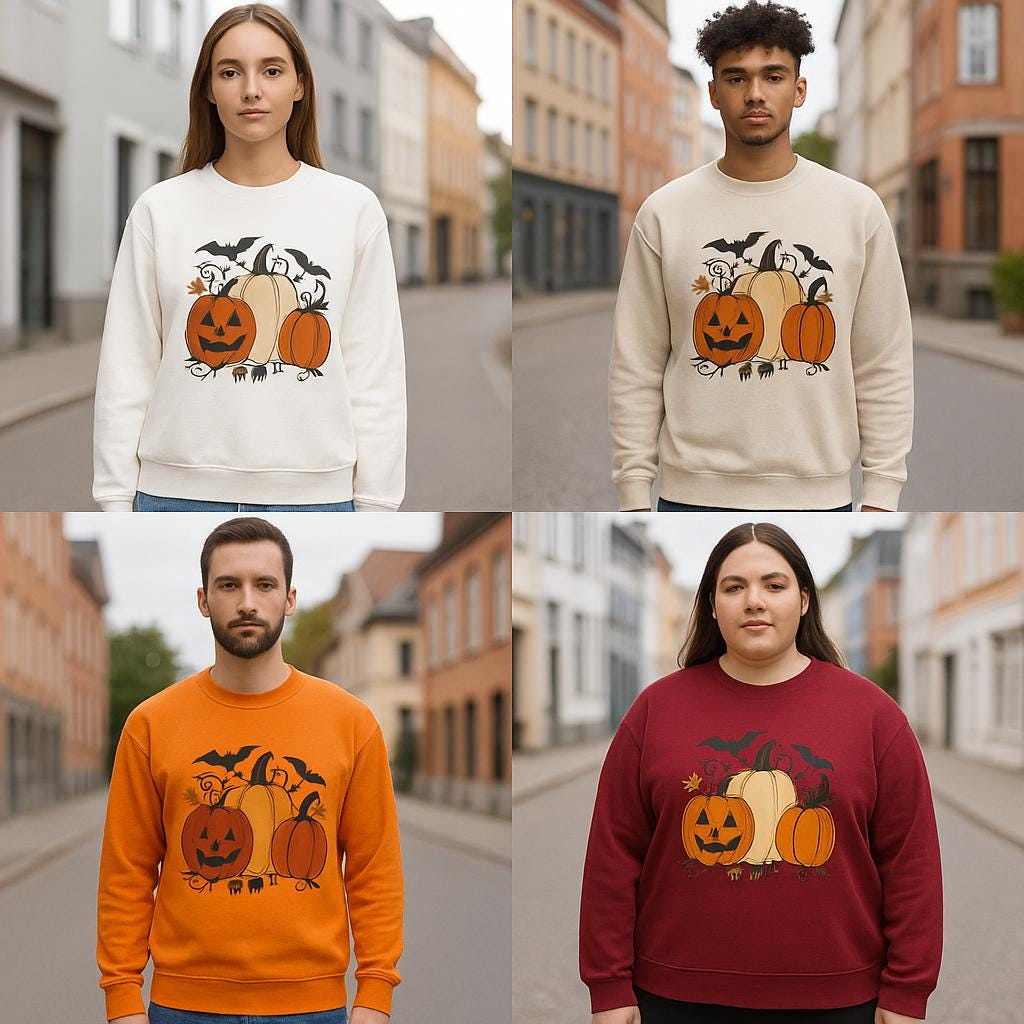 Tailles S - 5XL Sweat Citrouilles d’Automne | Pull Douillet Halloween | Mode Unisexe Saisonnière | Cadeau Festif et Décontracté,