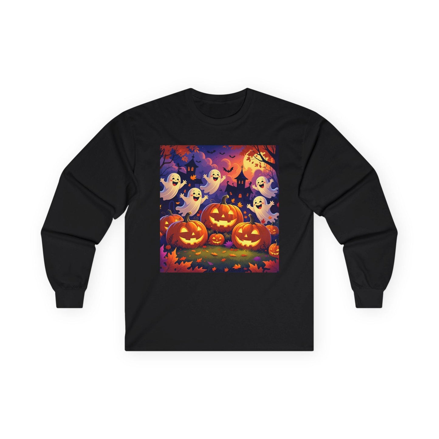 Tailles S–5XL T-shirt unisexe performance Halloween manches longues, fantômes & citrouilles, polyester