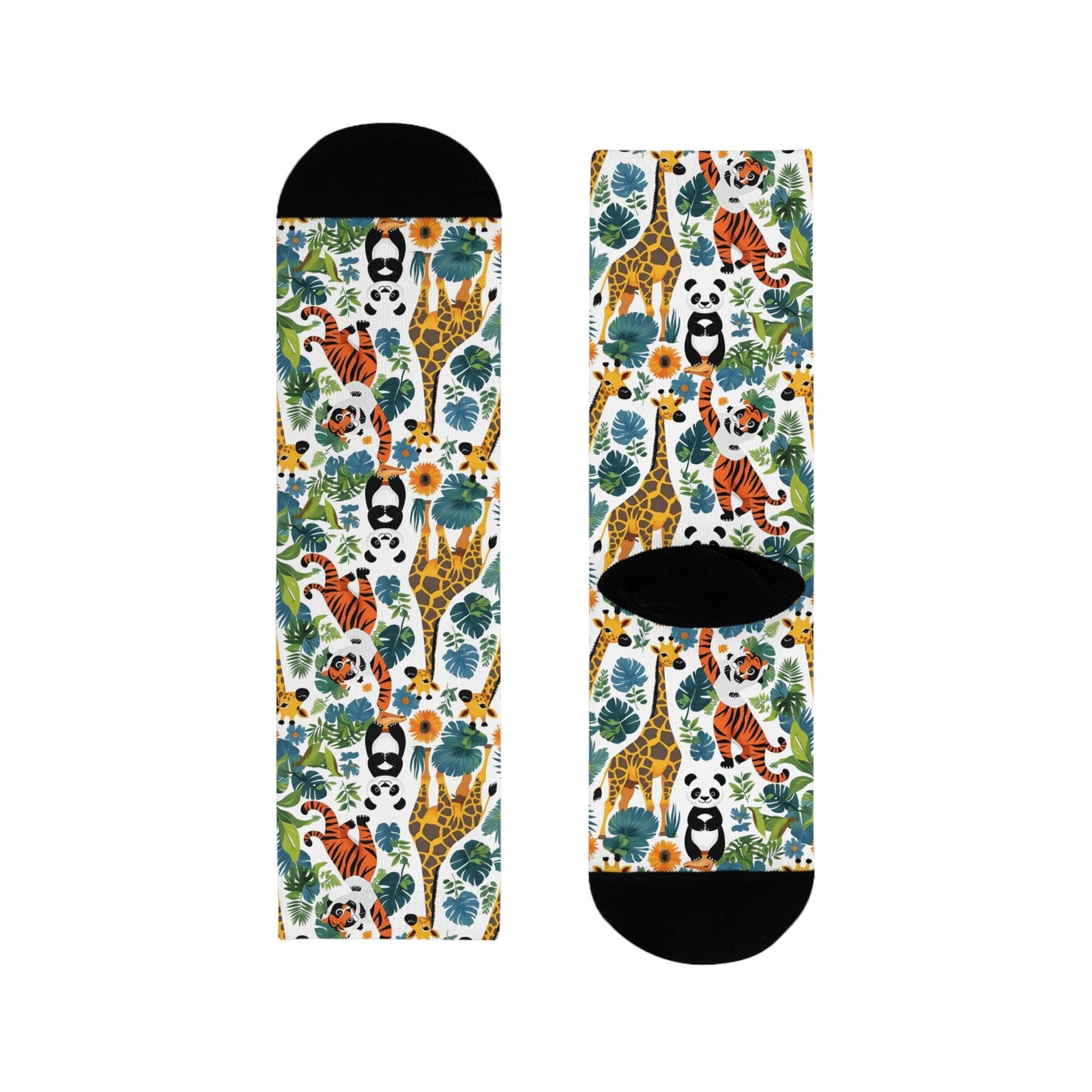 Chaussettes « Wildlife Adventure » – crew imprimées animaux, nature & jungle, confort cosy