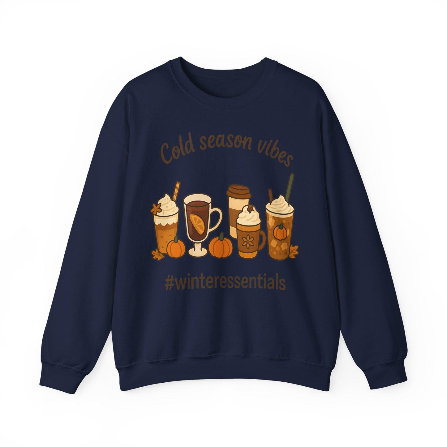 Tailles S - 5XL Sweat Unisexe Cold Season Vibes | Pull Automne Hiver Cocooning | Cadeau Amateur de Café | Sweat Pumpkin Spice