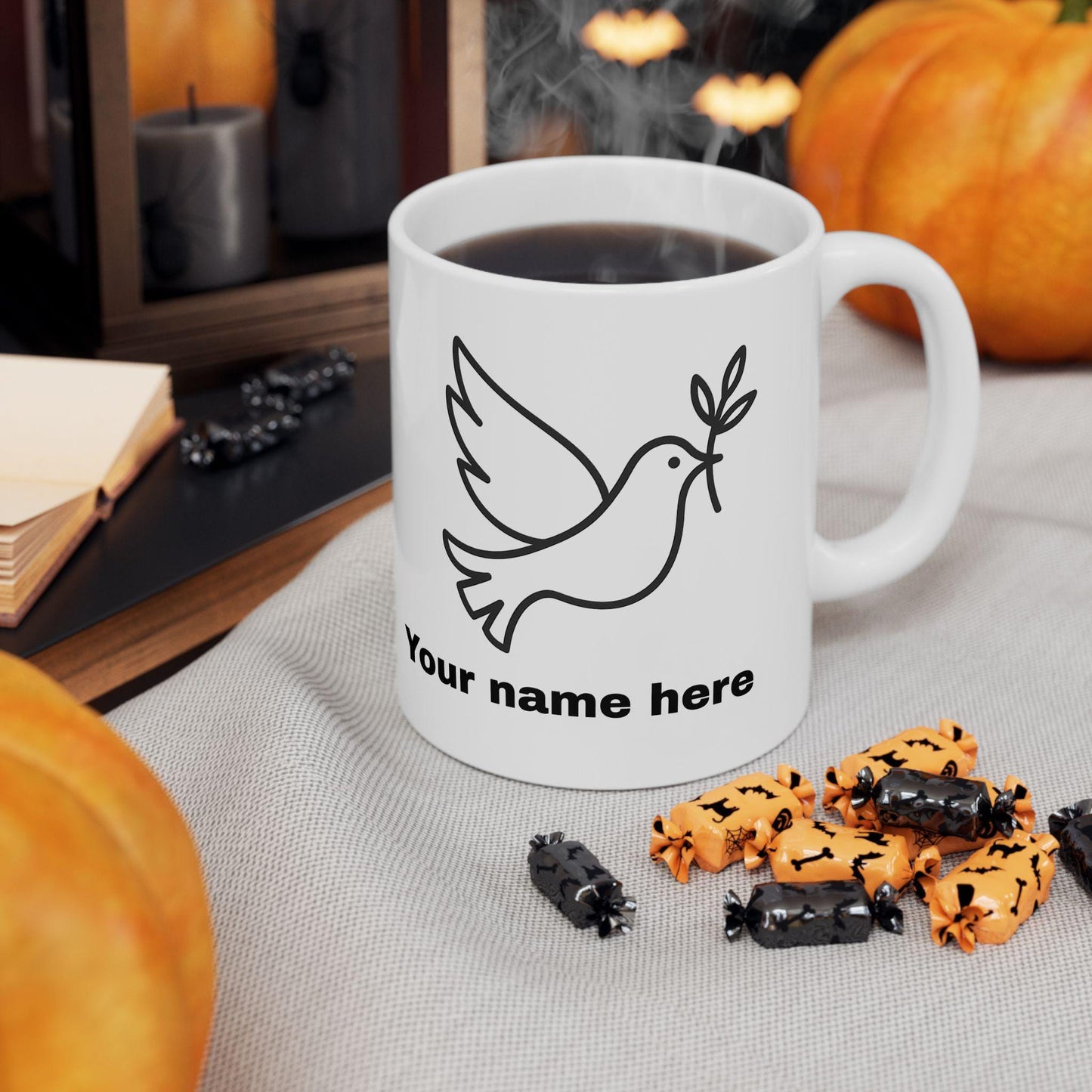 Mug colombe de la paix personnalisable – céramique brillante 11oz/15oz, micro-ondes & lave-vaisselle