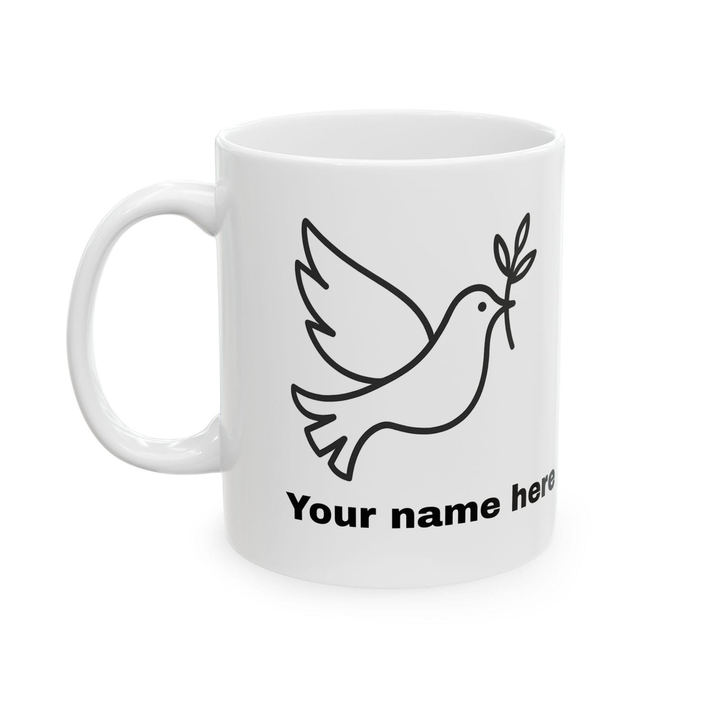 Mug colombe de la paix personnalisable – céramique brillante 11oz/15oz, micro-ondes & lave-vaisselle