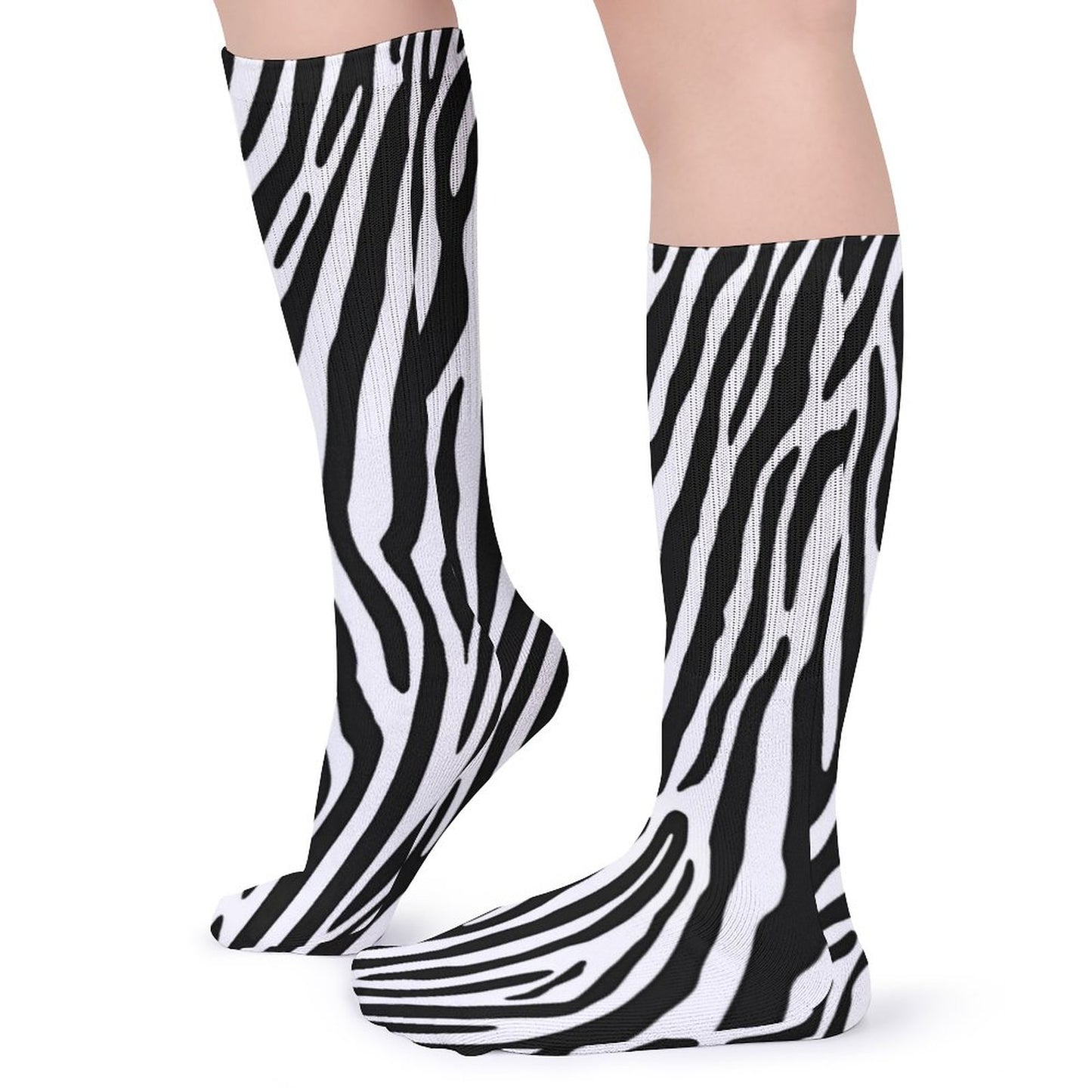 Chaussettes montantes motif zèbre – respirantes & confort mollets – impression all-over | Big Smiles