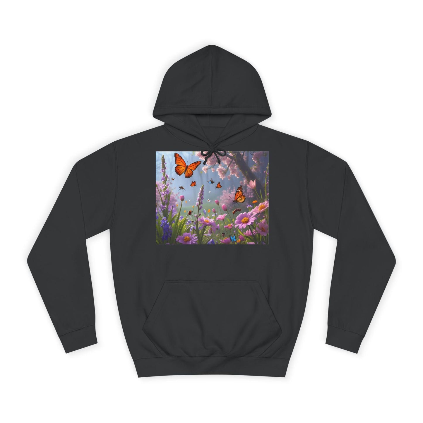 Sudadera unisex con diseño de mariposas y jardín, tallas XS a 5XL | Sudadera botánica floral para campus | Regalo acogedor de primavera | Suéter suave y estético |