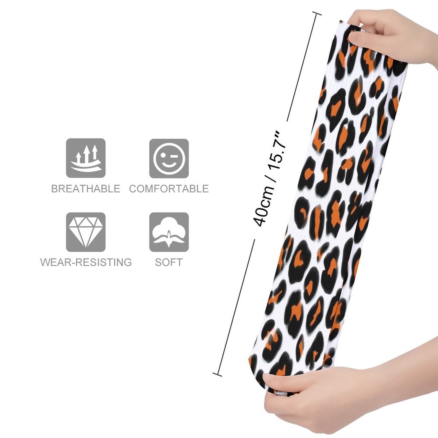 Chaussettes montantes motif léopard – respirantes & confort mollets – impression all-over | Big Smiles
