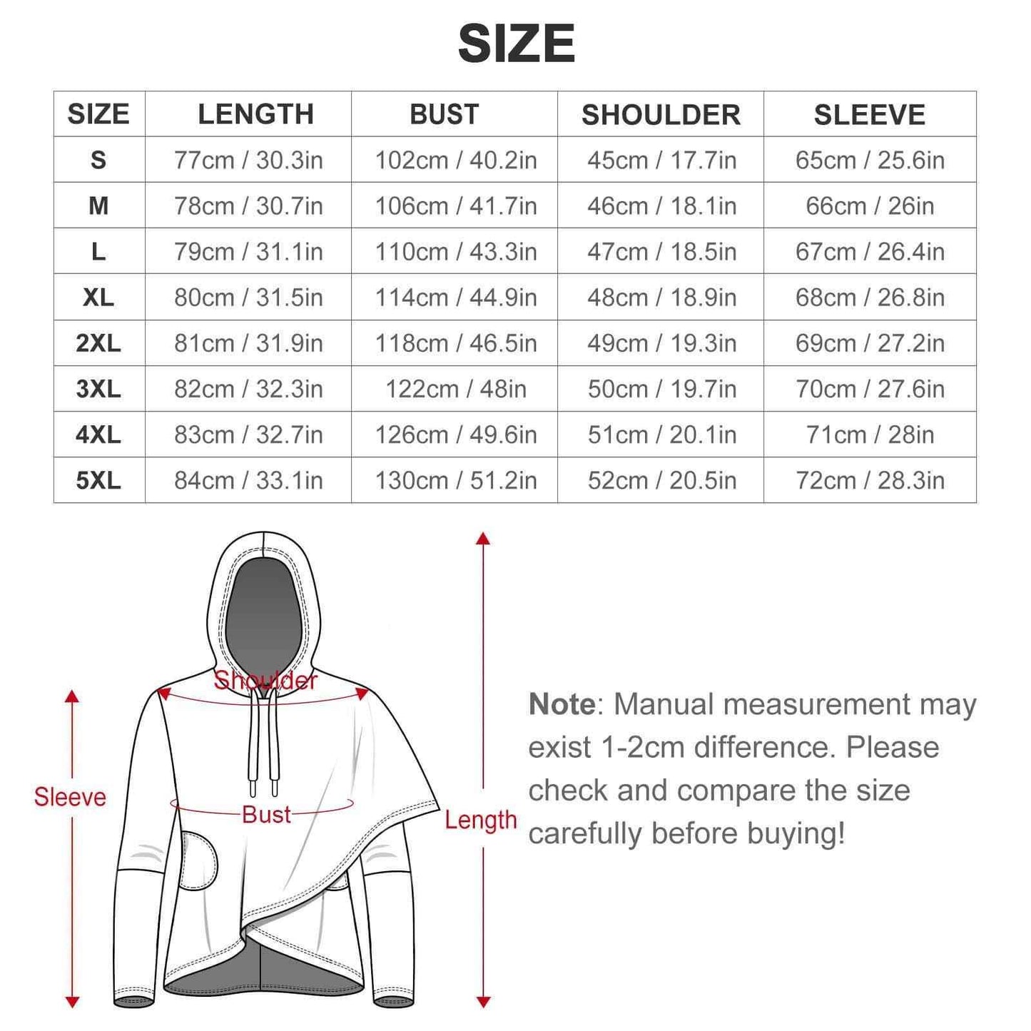 tailles S - 5XL Poncho blanc Autumn Vibes, sweat à capuche femme manches longues, ourlet irrégulier, style décontracté automne,