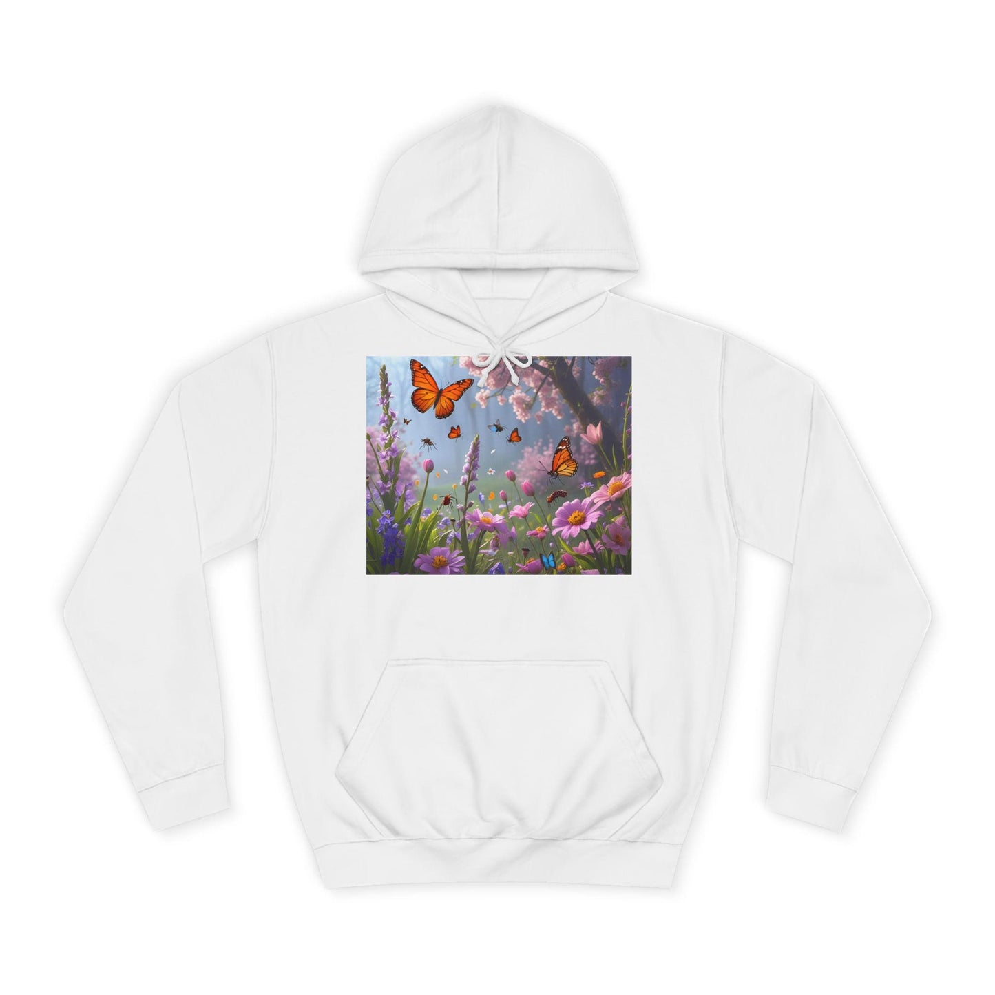 Sudadera unisex con diseño de mariposas y jardín, tallas XS a 5XL | Sudadera botánica floral para campus | Regalo acogedor de primavera | Suéter suave y estético |