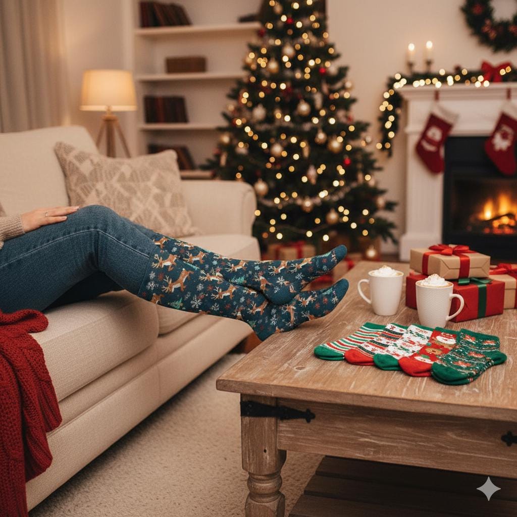 Chaussettes hautes de Noël rennes – unisexes, 40 cm, respirantes, maintien doux | Big Smiles inclusif