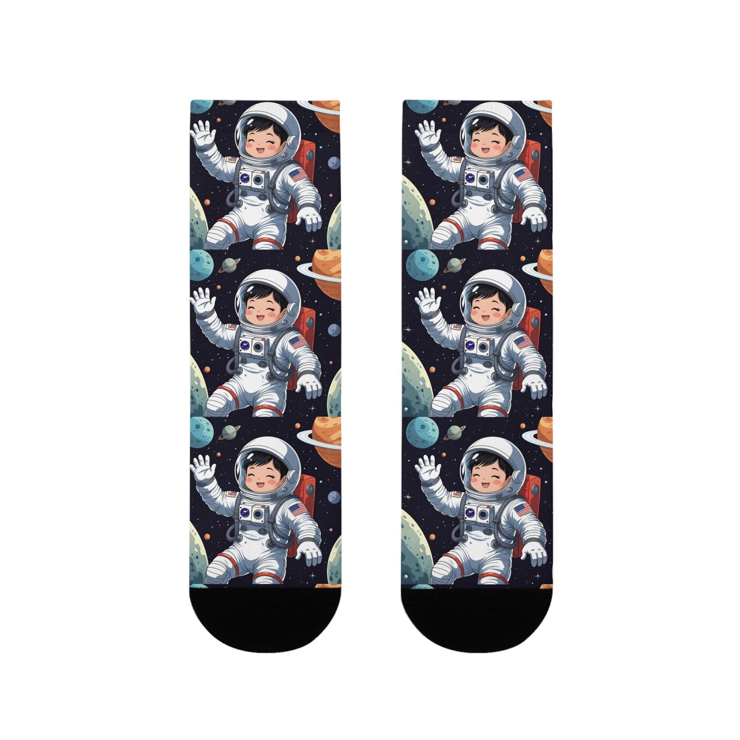 Chaussettes « Cosmic Adventure » – crew sublimées astronautes & planètes, cadeau space lovers