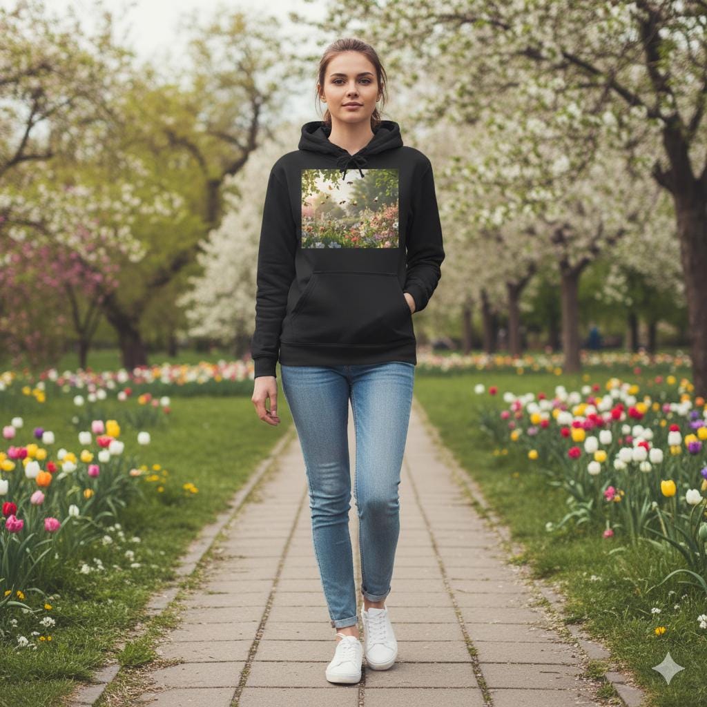 Sizes XS–5XL Unisex Floral Hoodie | Butterfly Garden Hoodie | Cozy Campus Sweatshirt | Nature Lover Gift |