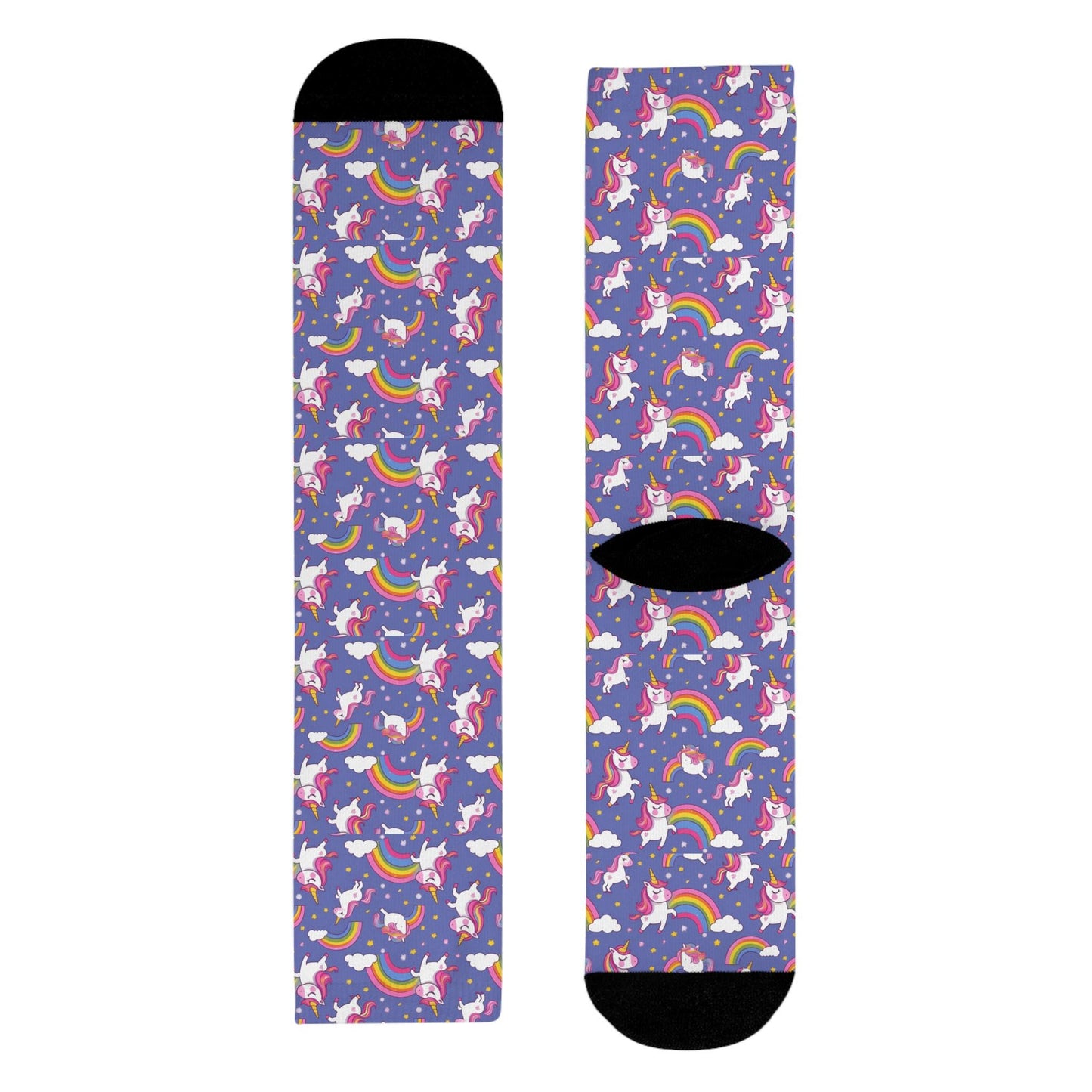 Chaussettes « Unicorn Rainbow » – crew sublimées, motif licornes & arcs-en-ciel, cadeau fun