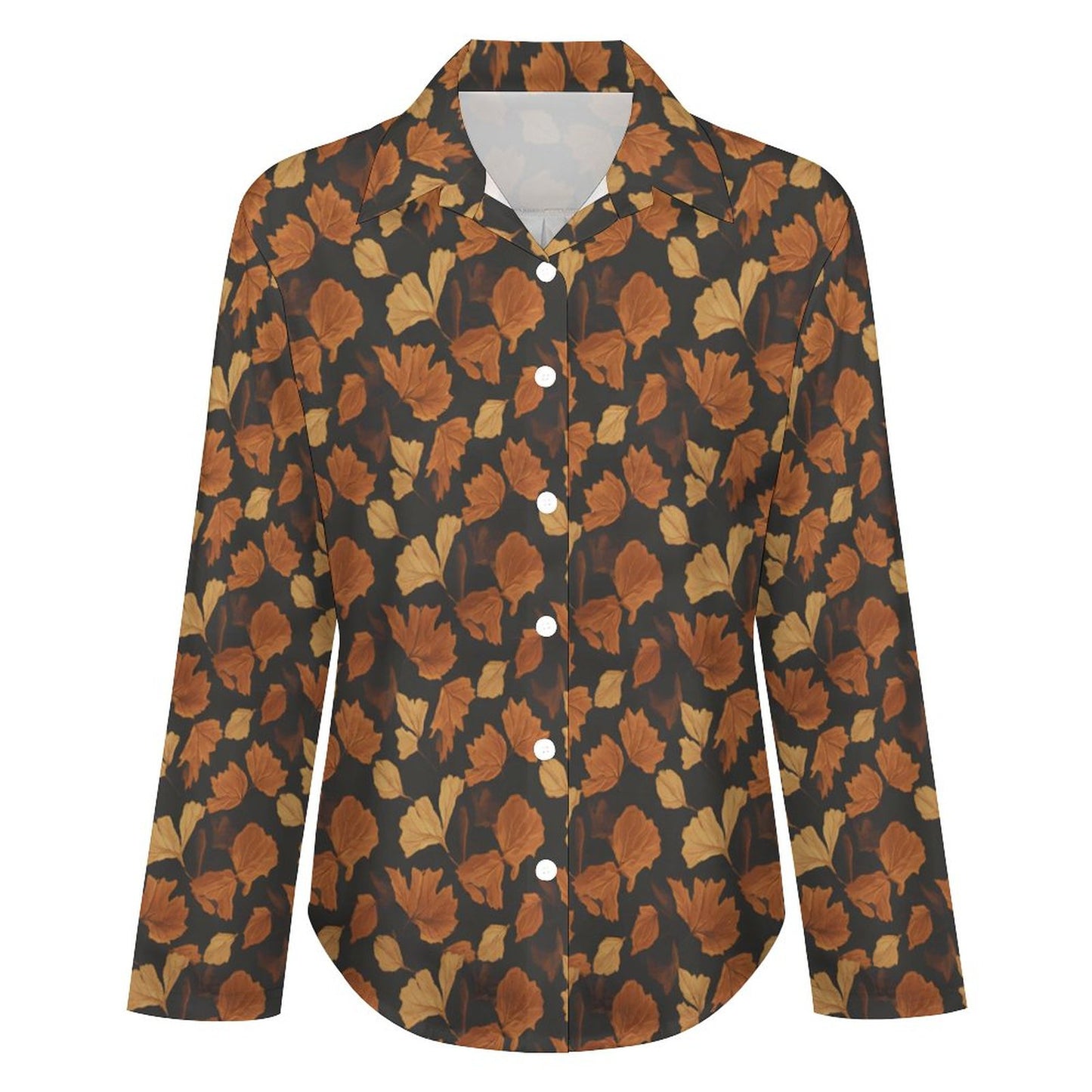 Chemise à ourlet asymétrique – imprimé feuilles d’automne | Big Smiles