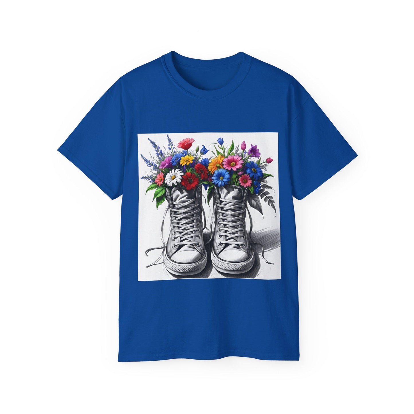 Camiseta unisex con estampado floral - Algodón ultrafino, diseño floral vintage, tallas S a 5XL