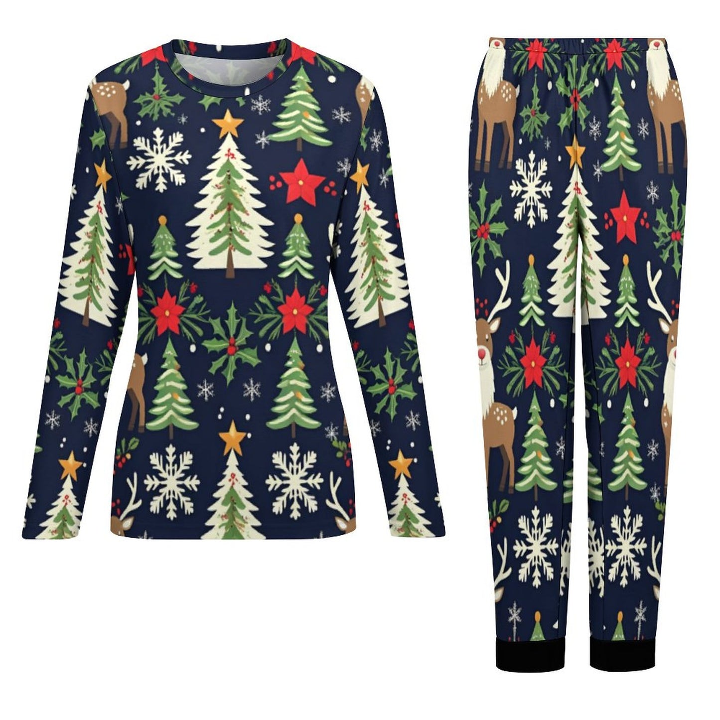 Pyjama de Noël femme 2 pièces | XS–6XL | Doux, extensible, poches | Big Smiles