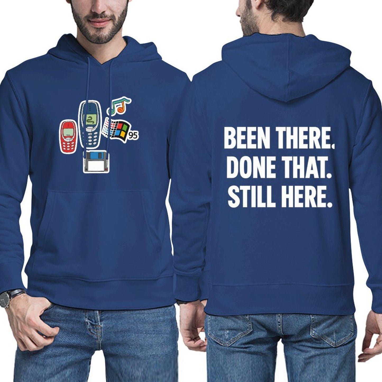 Sudadera con capucha retro nostalgia con serpiente de Nokia, logotipo de Windows 95, disquete y cita divertida, tallas S - 6XL