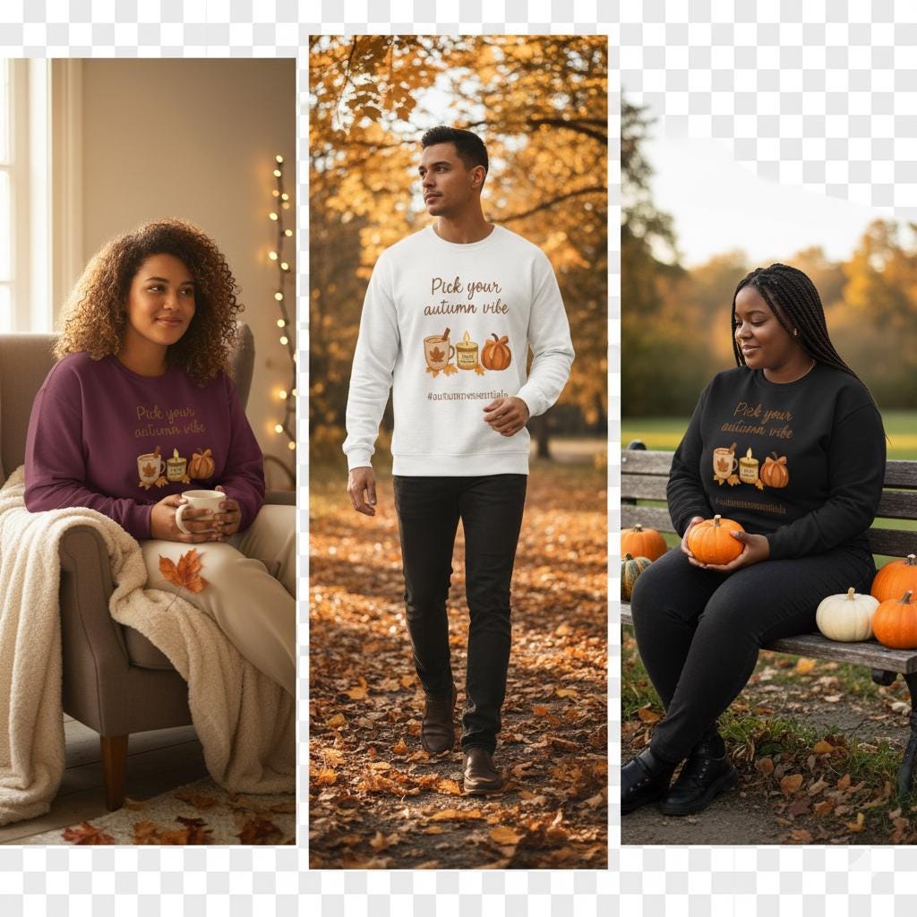 Tailles S - 5XL |Sweat unisexe “Pick Your Autumn Vibe” | Look cosy d’automne | Hygge | Cadeau fan de pumpkin spice | #autumnessentials