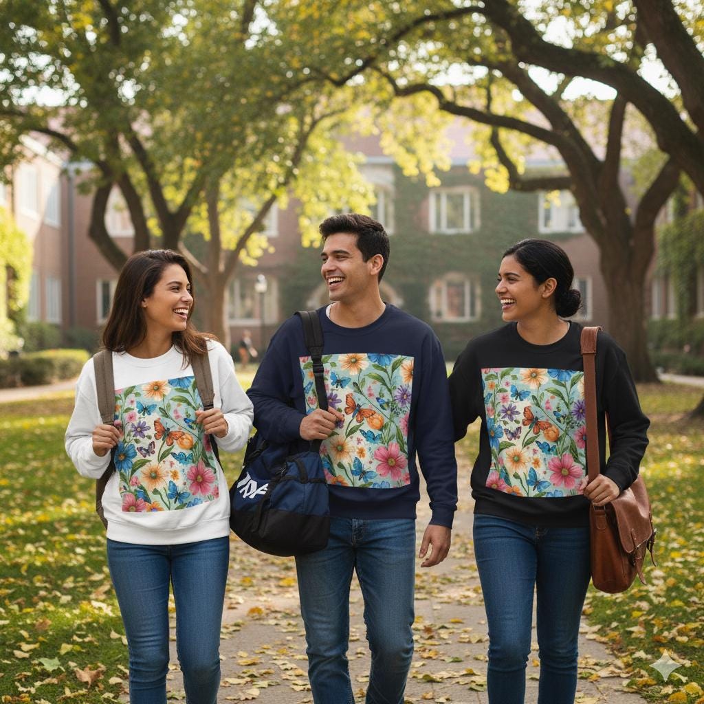 Tailles S-5XL Sweat unisexe fleurs et papillons | Col rond classique | Style printanier | Intérieur doux |