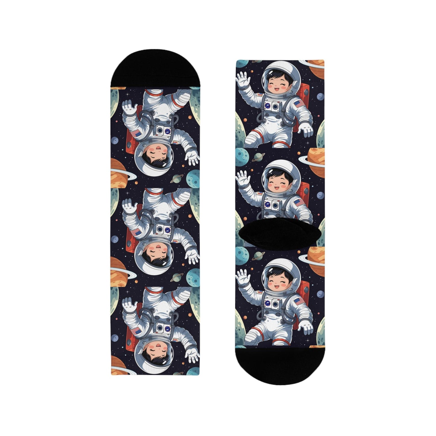 Chaussettes « Cosmic Adventure » – crew sublimées astronautes & planètes, cadeau space lovers