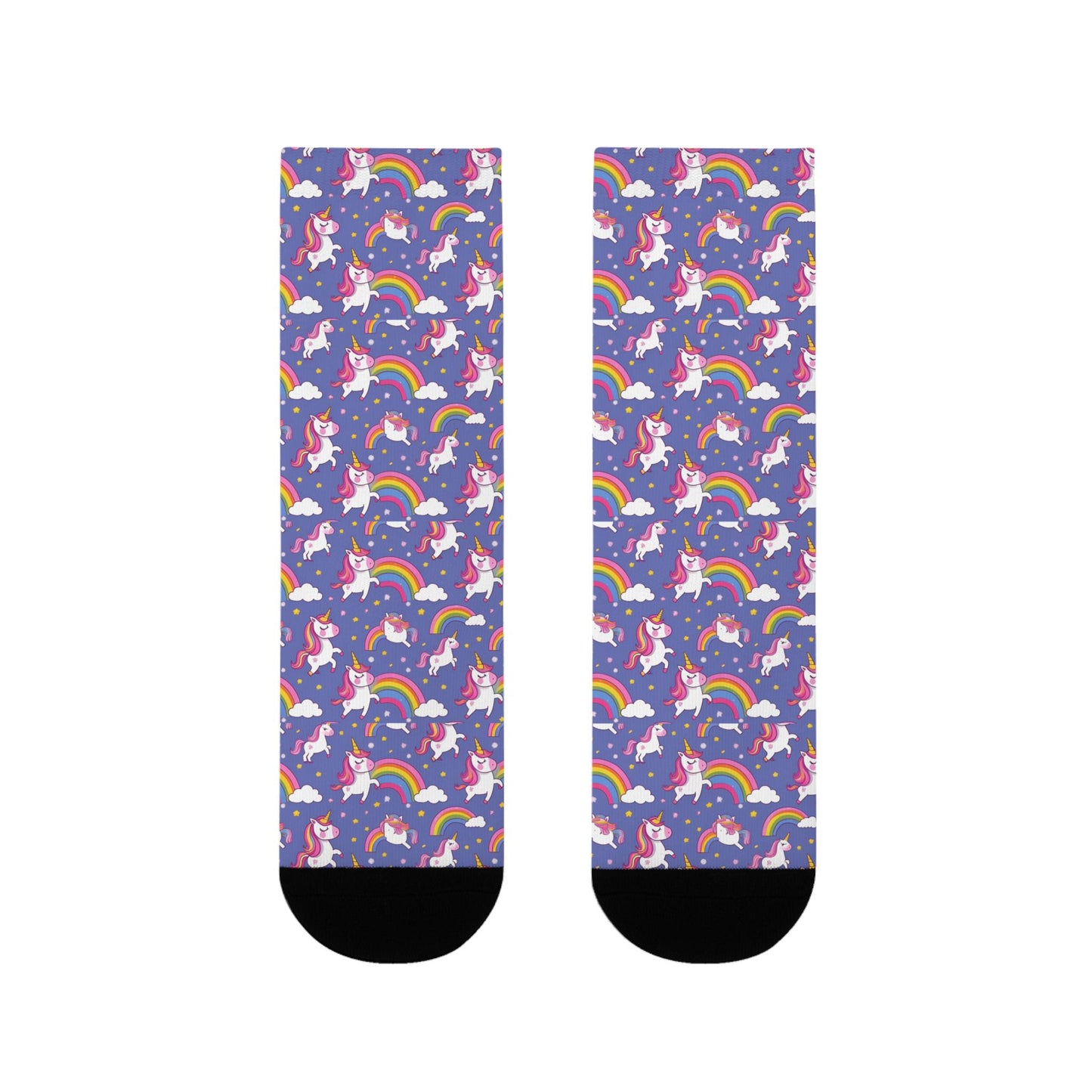 Chaussettes « Unicorn Rainbow » – crew sublimées, motif licornes & arcs-en-ciel, cadeau fun