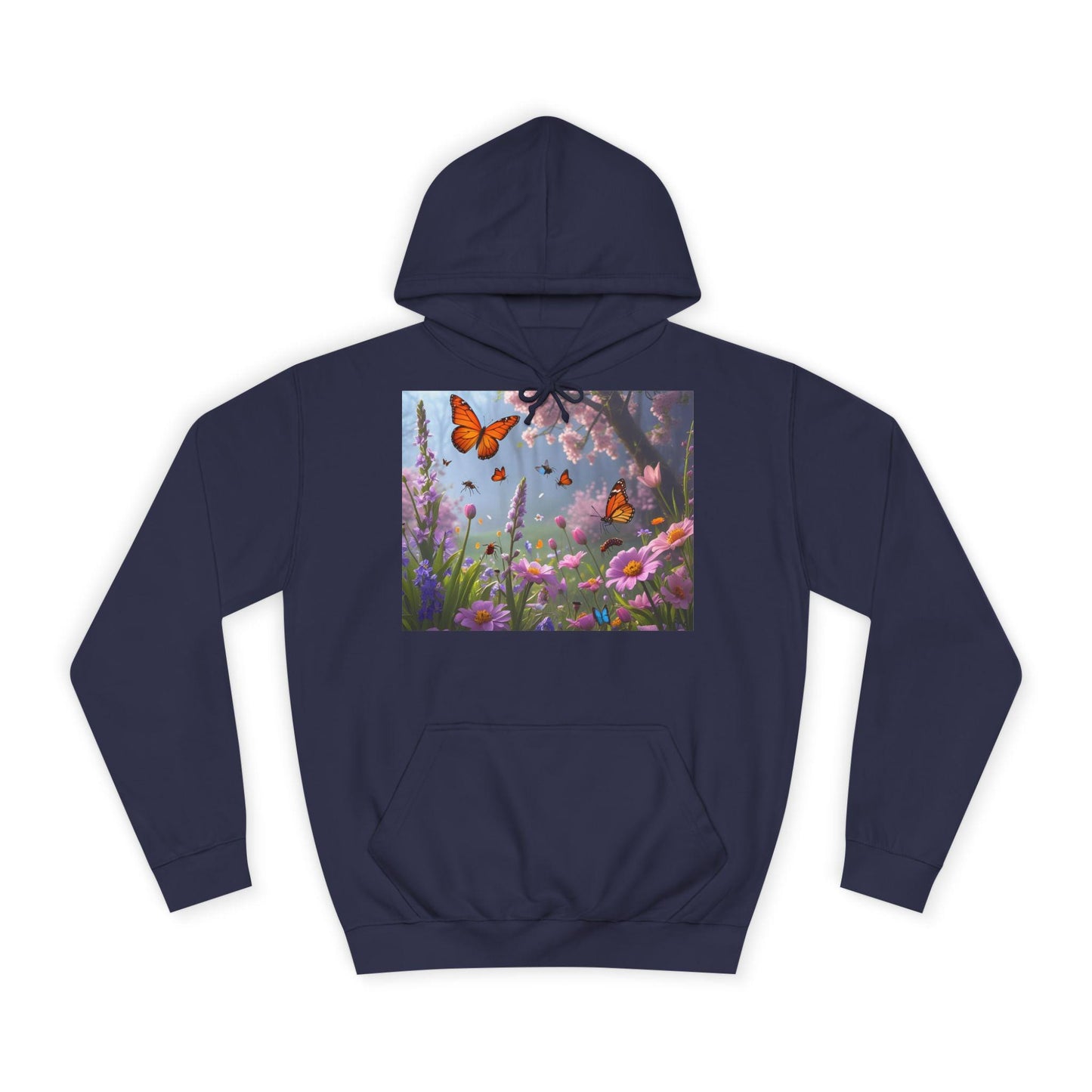 Sudadera unisex con diseño de mariposas y jardín, tallas XS a 5XL | Sudadera botánica floral para campus | Regalo acogedor de primavera | Suéter suave y estético |