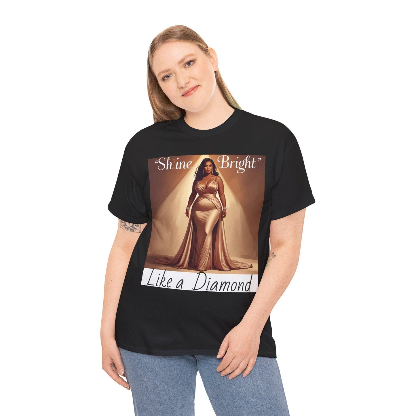 Camiseta unisex "Brilla como un diamante" - Algodón grueso, frase motivacional, tallas S-5XL