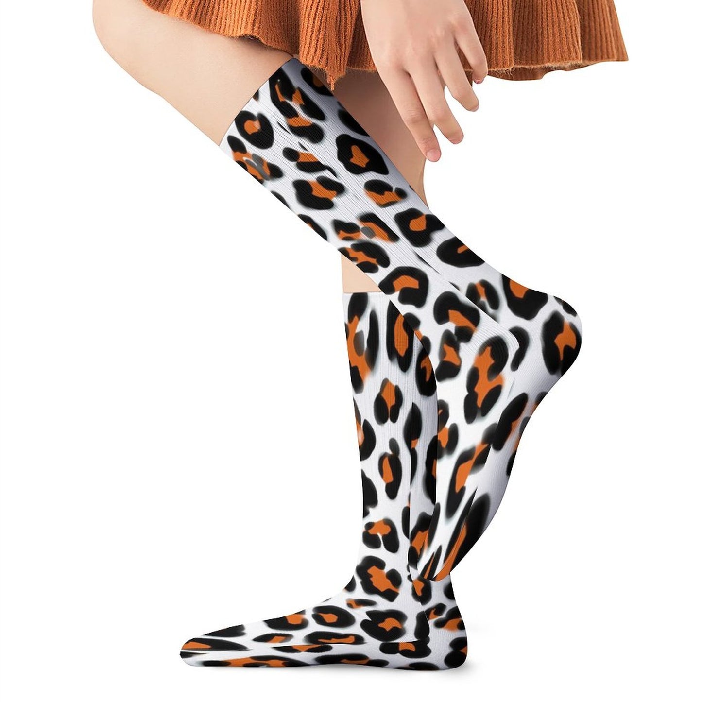 Chaussettes montantes motif léopard – respirantes & confort mollets – impression all-over | Big Smiles
