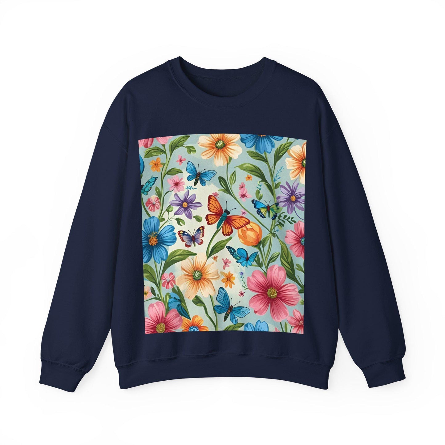 Tailles S-5XL Sweat unisexe fleurs et papillons | Col rond classique | Style printanier | Intérieur doux |