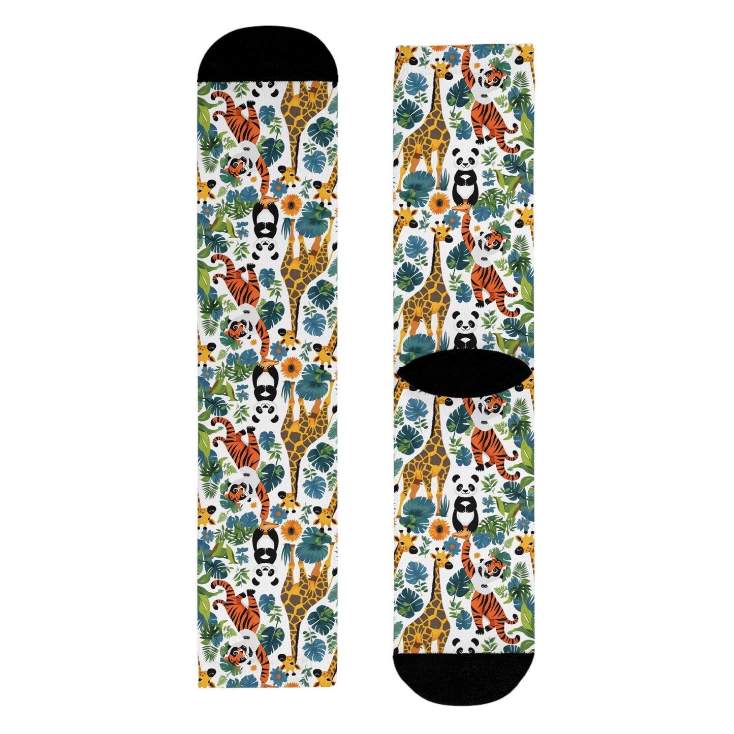 Chaussettes « Wildlife Adventure » – crew imprimées animaux, nature & jungle, confort cosy