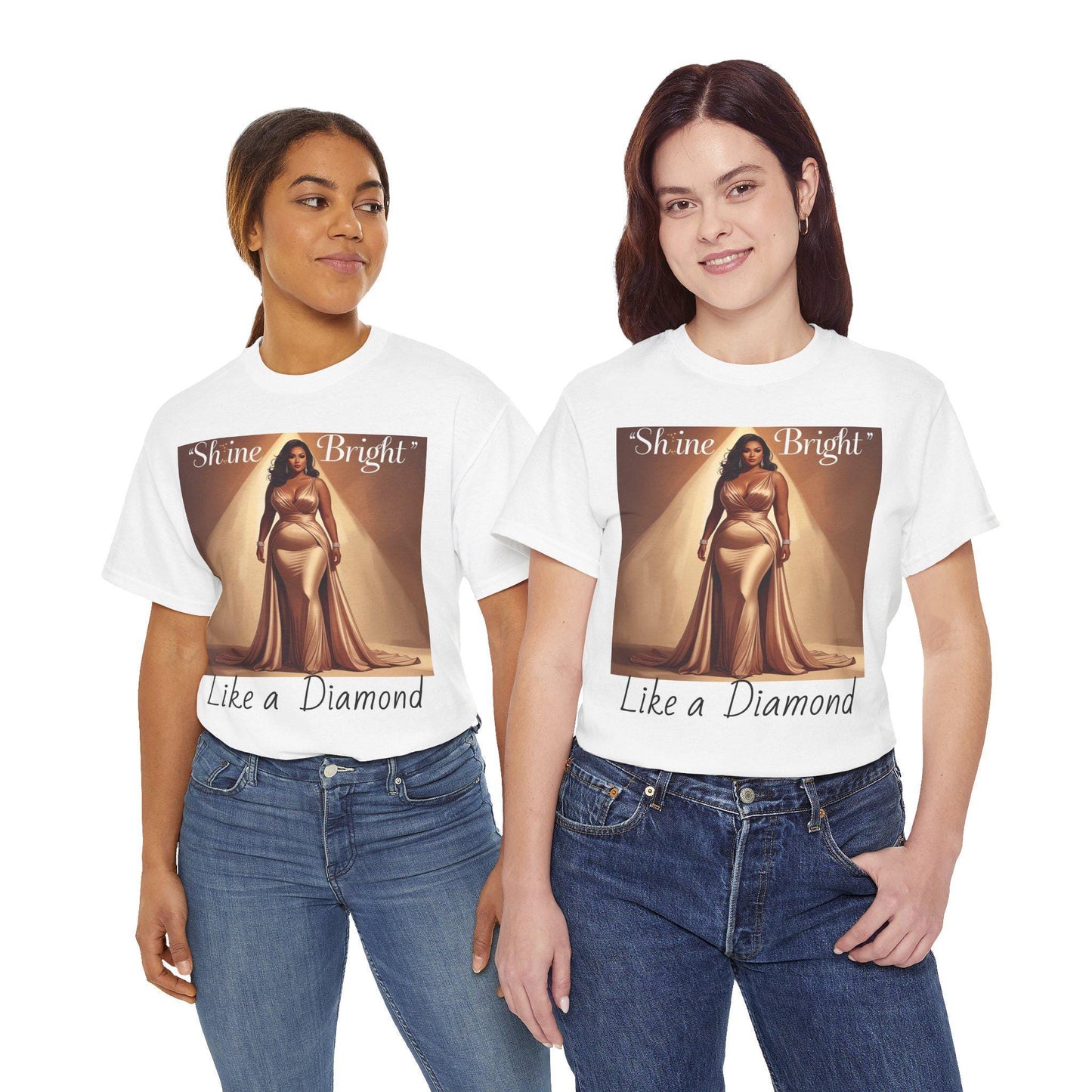 Camiseta unisex "Brilla como un diamante" - Algodón grueso, frase motivacional, tallas S-5XL