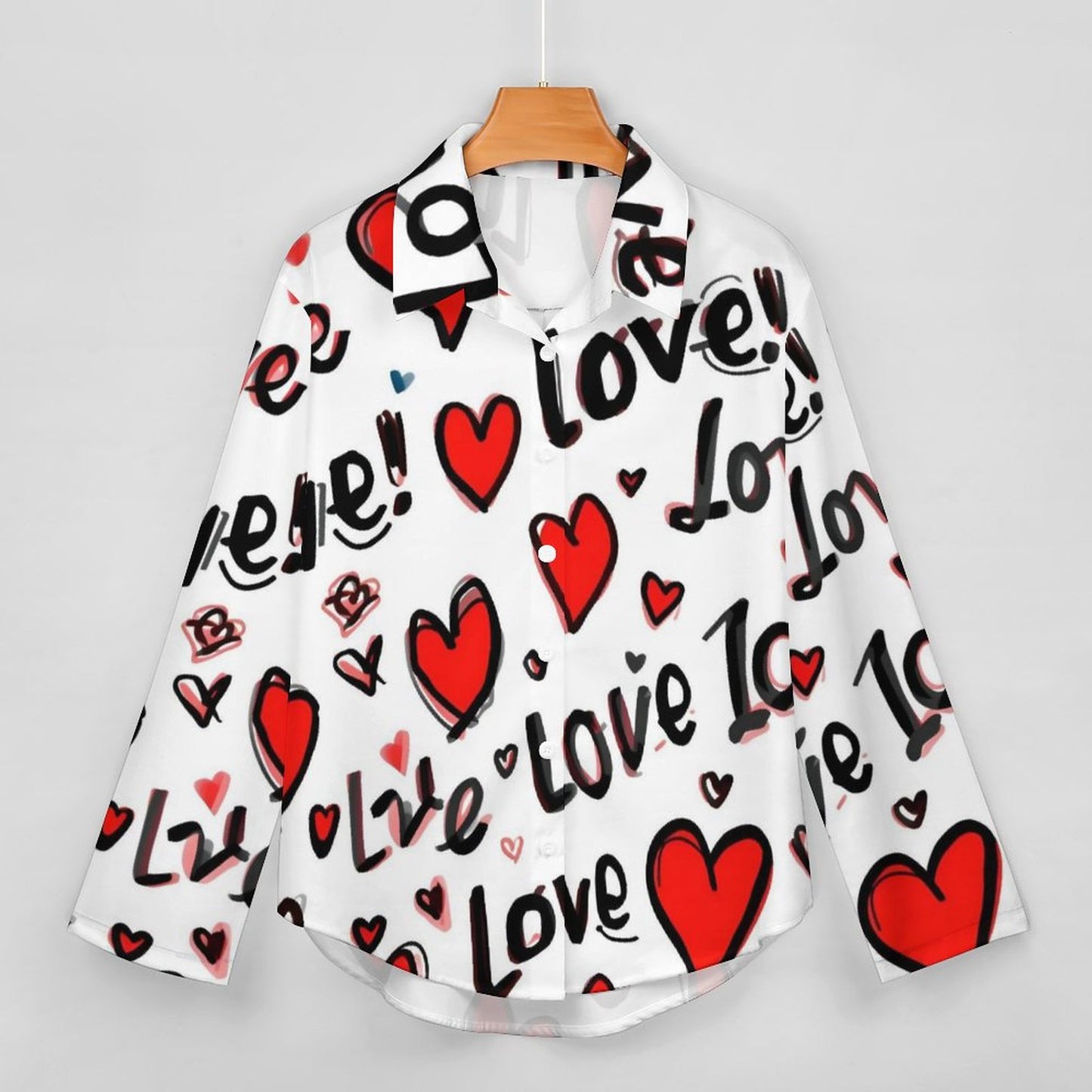 Chemise à ourlet asymétrique – imprimé cœurs “Love” | Big Smiles