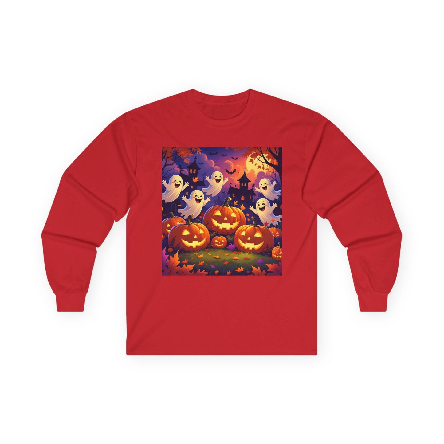 Tailles S–5XL T-shirt unisexe performance Halloween manches longues, fantômes & citrouilles, polyester