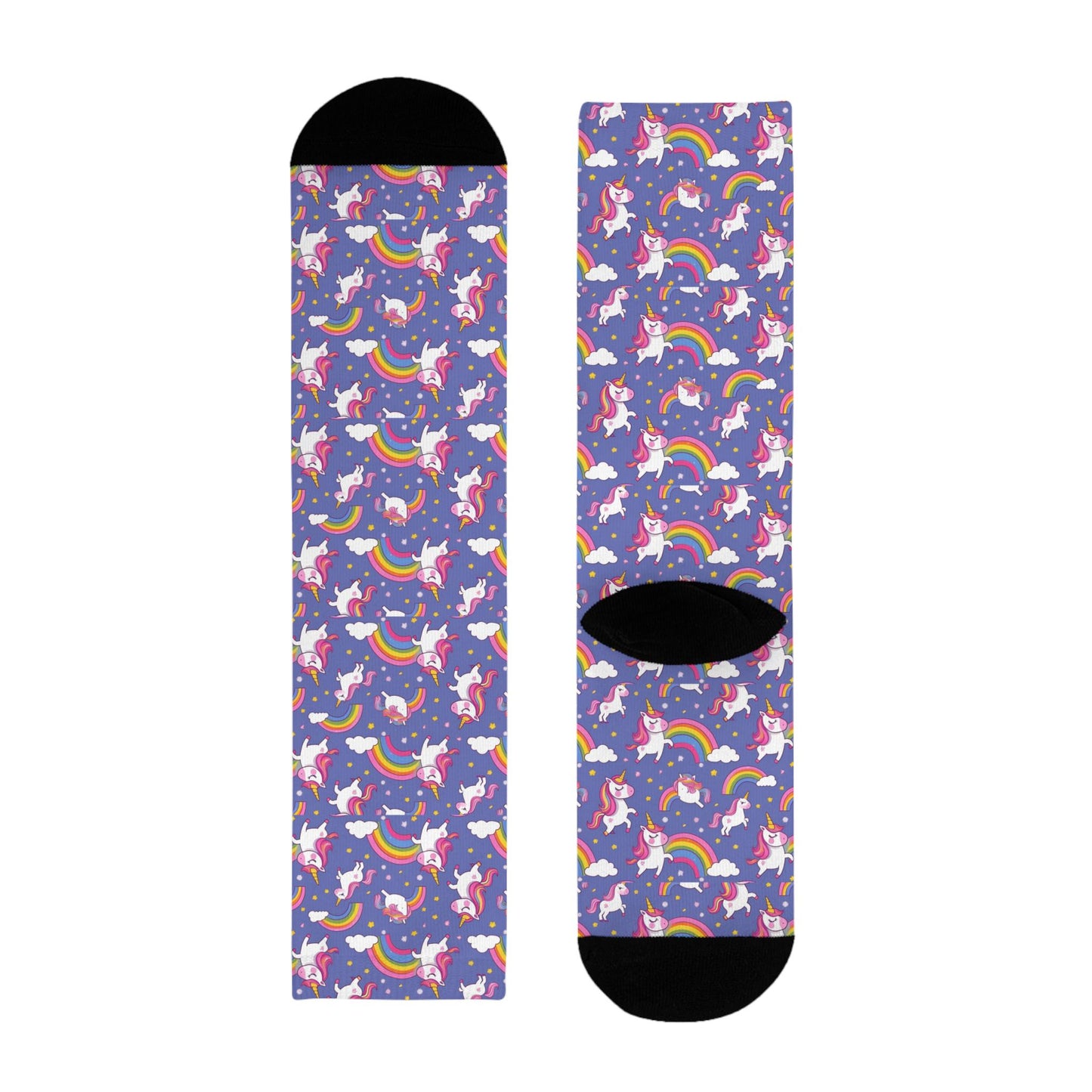 Chaussettes « Unicorn Rainbow » – crew sublimées, motif licornes & arcs-en-ciel, cadeau fun