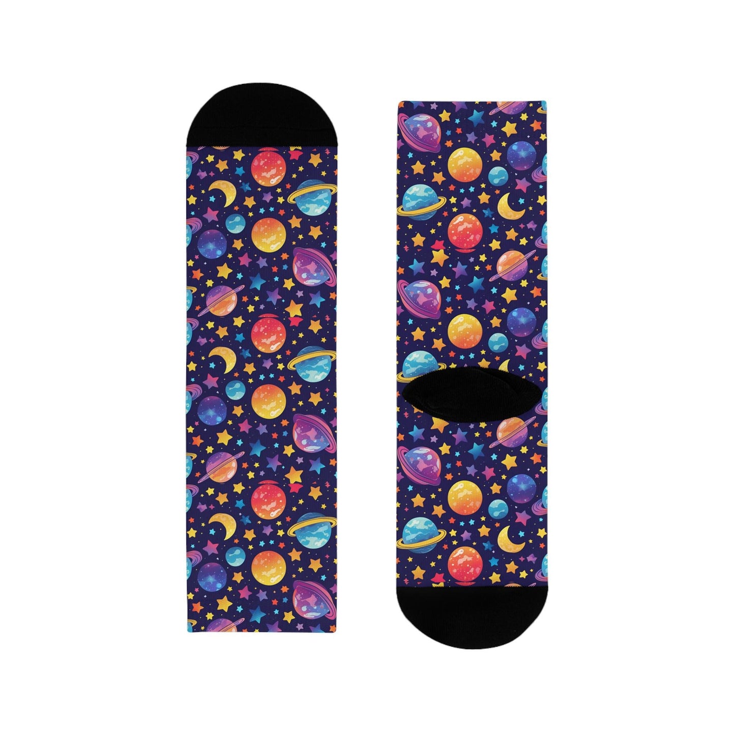 Chaussettes « Cosmic Pattern » – crew sublimées planètes & étoiles, cadeau space lovers