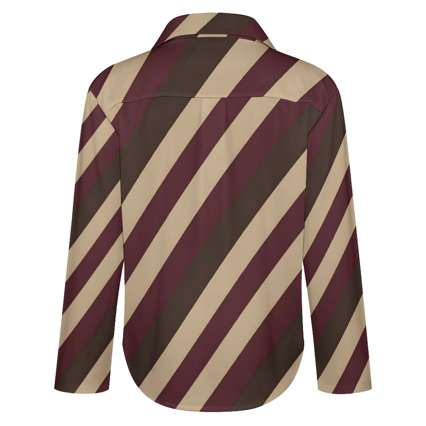 Chemise à ourlet asymétrique – rayures bordeaux, taupe & brun | Big Smiles