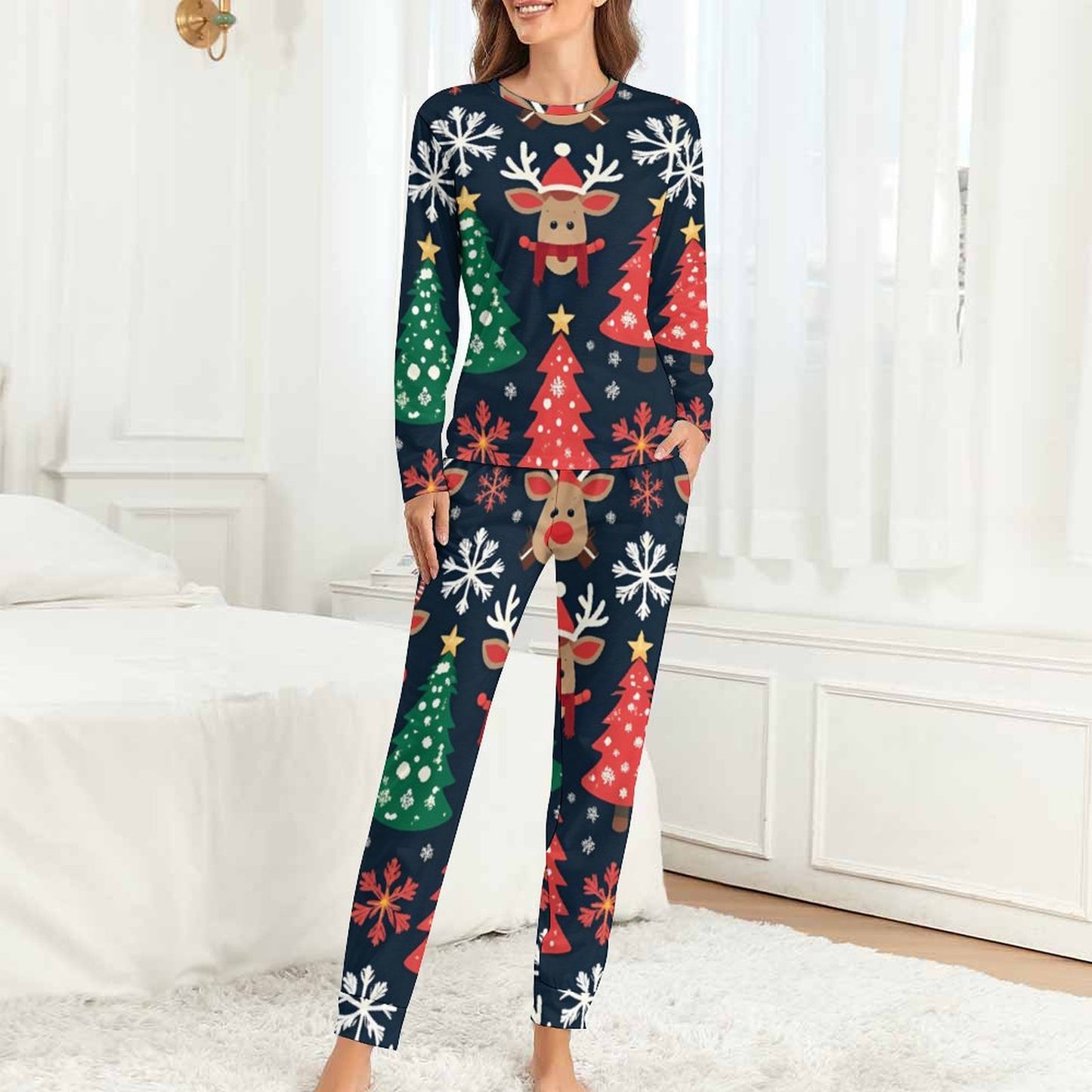 Pyjama de Noël femme 2 pièces | XS–6XL | Doux, stretch, poches | Big Smiles