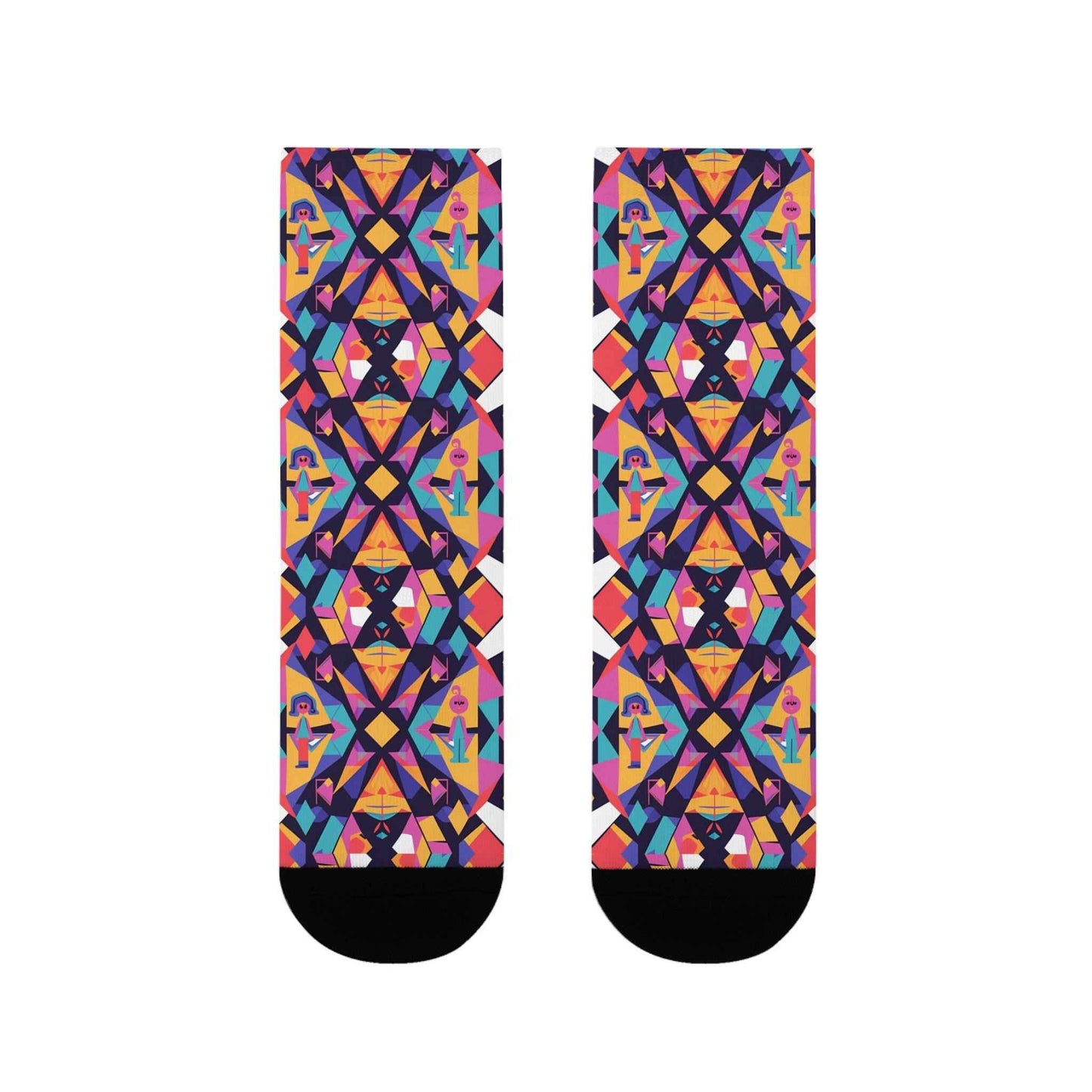 Chaussettes « Geo Pop » – crew sublimées, motif géométrique coloré, confort cosy