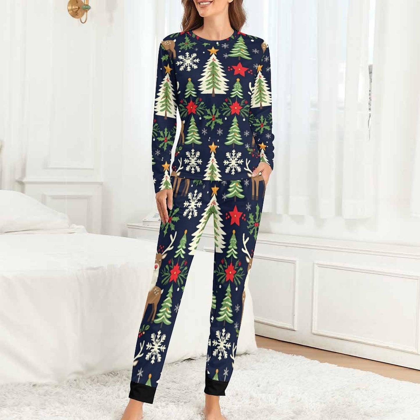 Pyjama de Noël femme 2 pièces | XS–6XL | Doux, extensible, poches | Big Smiles