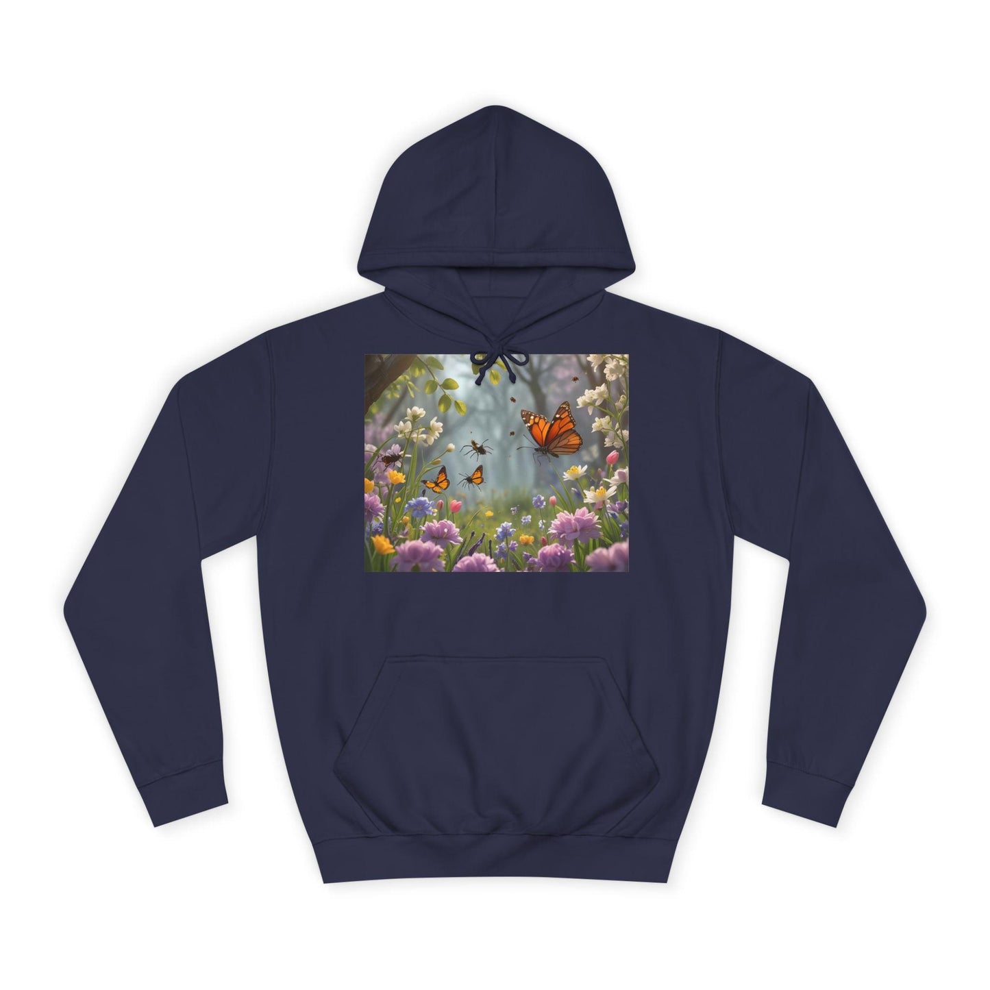 Sudadera unisex con diseño de mariposas y jardín, tallas XS a 5XL | Sudadera con estampado floral botánico para campus | Top con estética primaveral | Regalo de graduación |