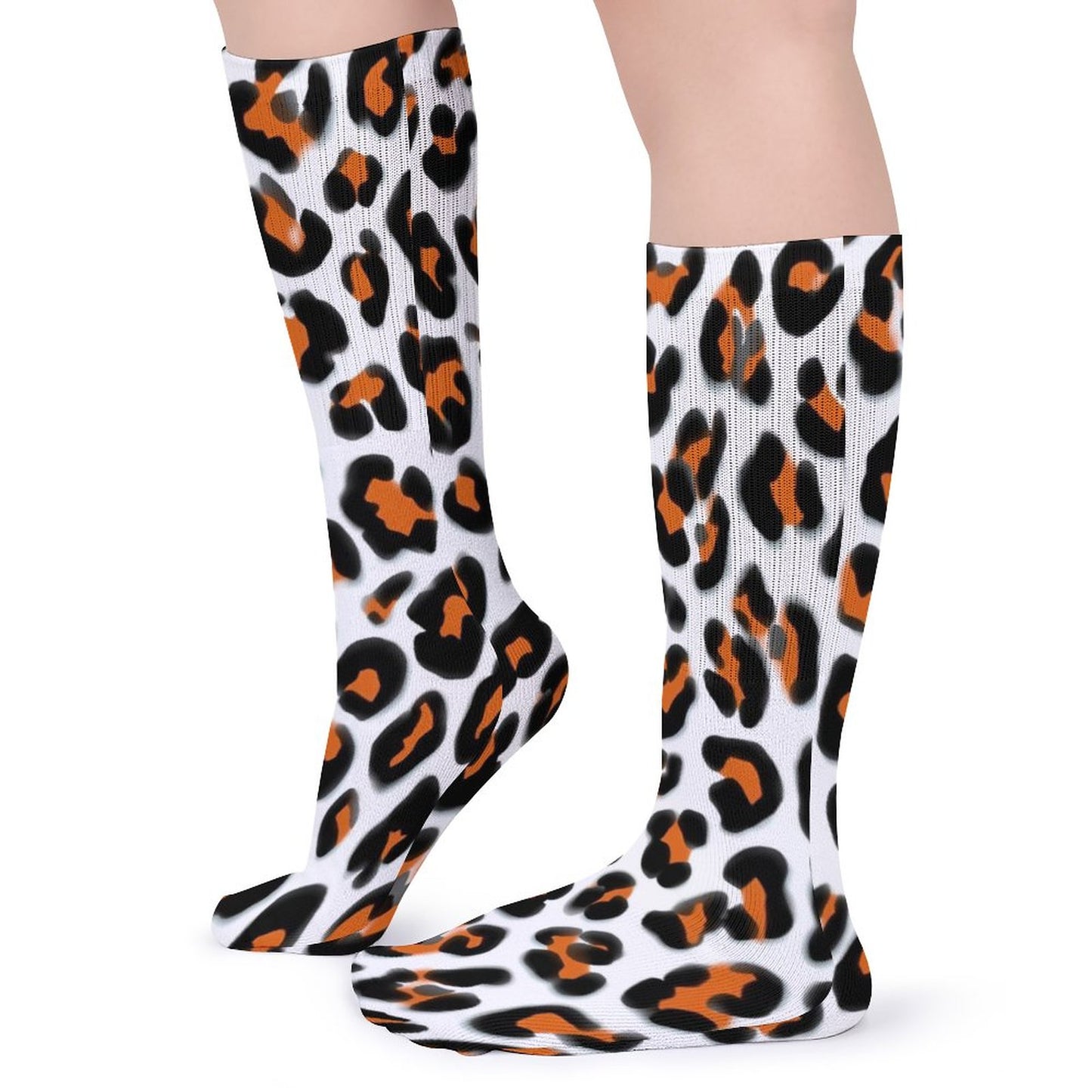 Chaussettes montantes motif léopard – respirantes & confort mollets – impression all-over | Big Smiles