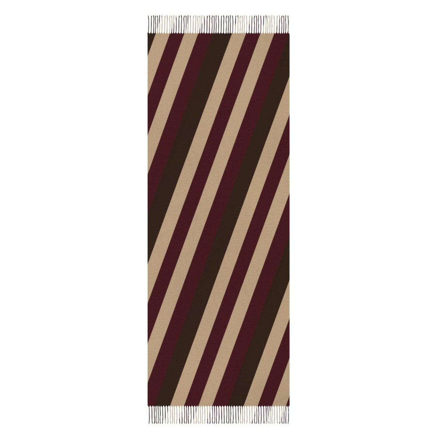 Écharpe à franges façon cachemire – imprimé intégral bordeaux & beige | Big Smiles
