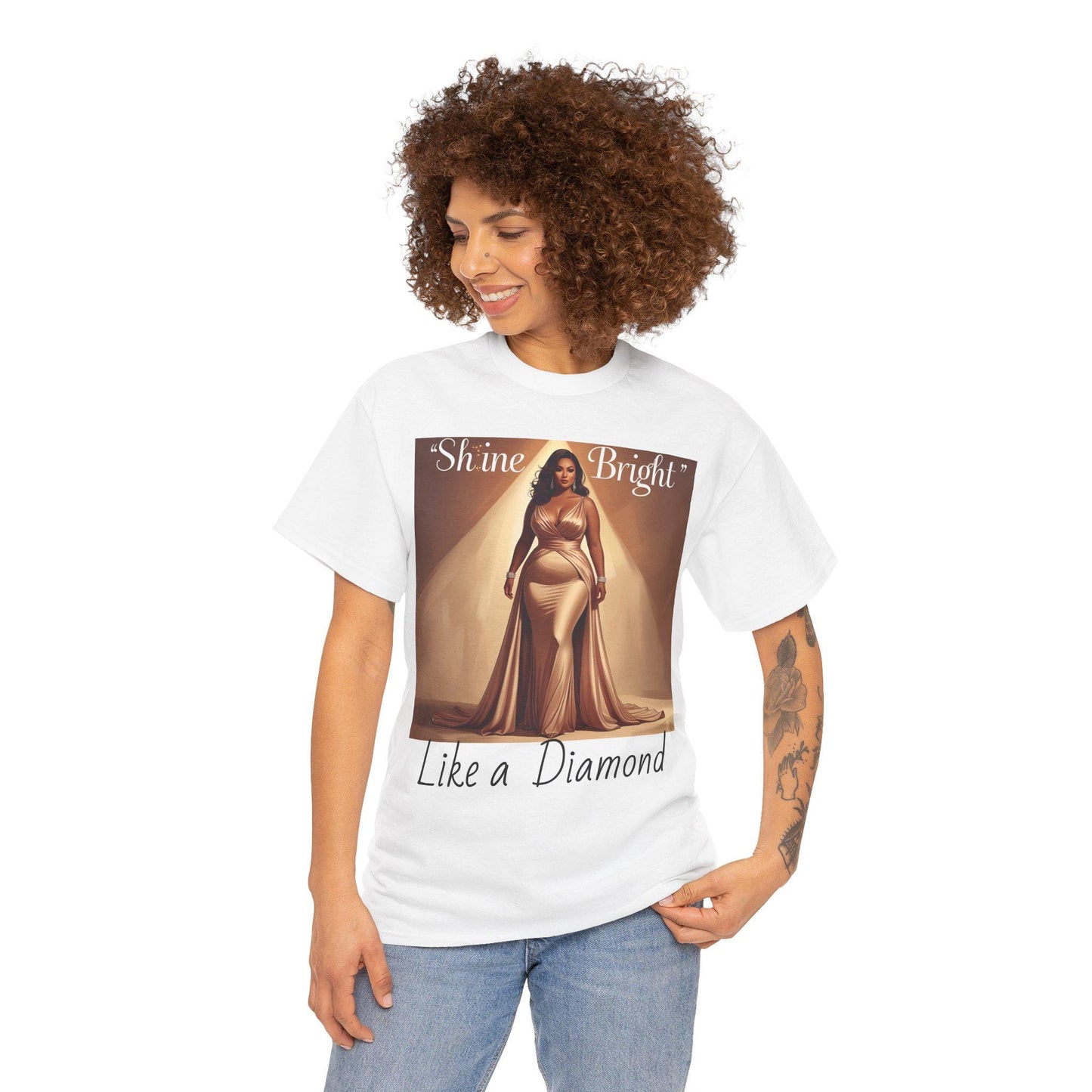 Camiseta unisex "Brilla como un diamante" - Algodón grueso, frase motivacional, tallas S-5XL