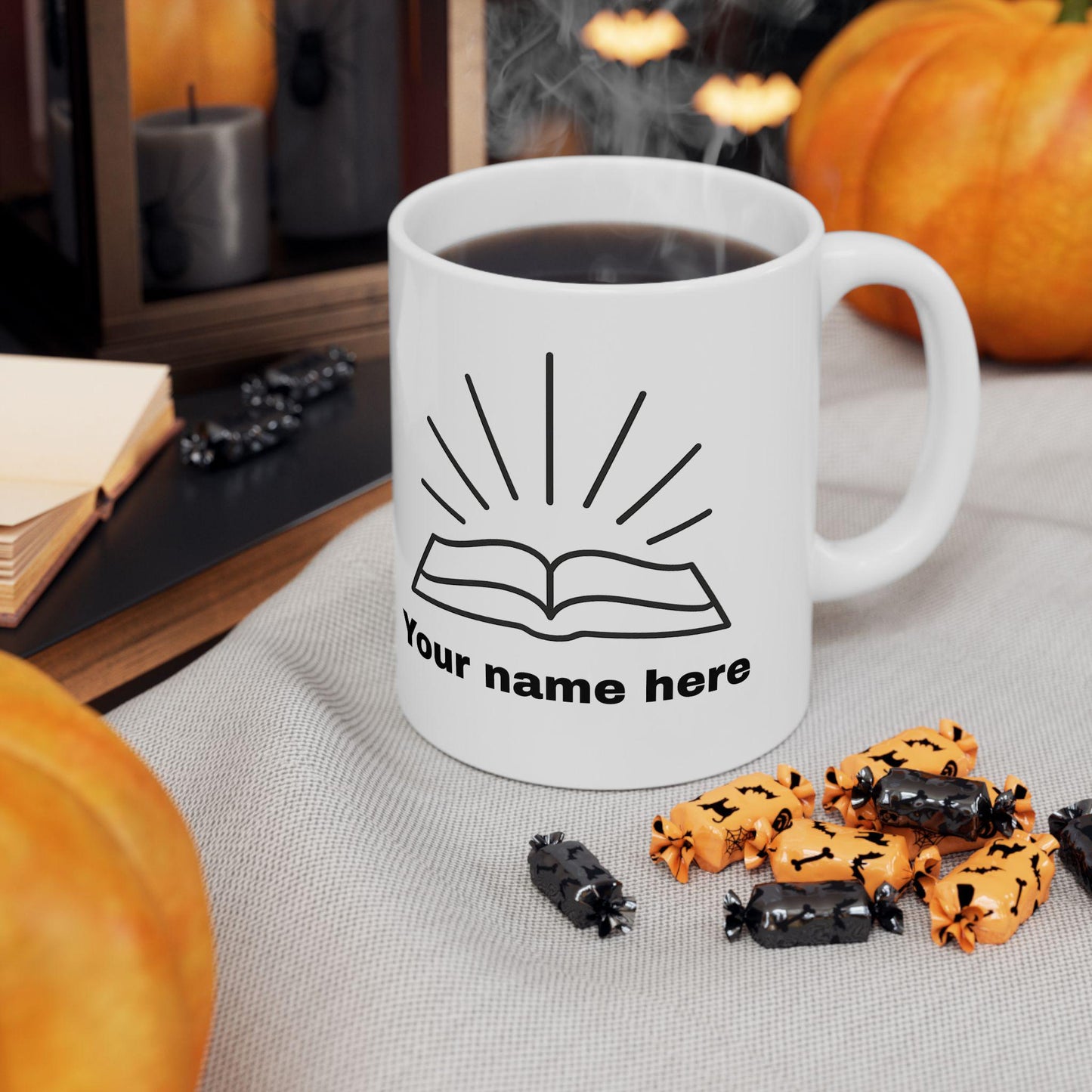 Mug chrétien personnalisable – Bible rayonnante, céramique brillante 11oz/15oz, micro-ondes & lave-vaisselle