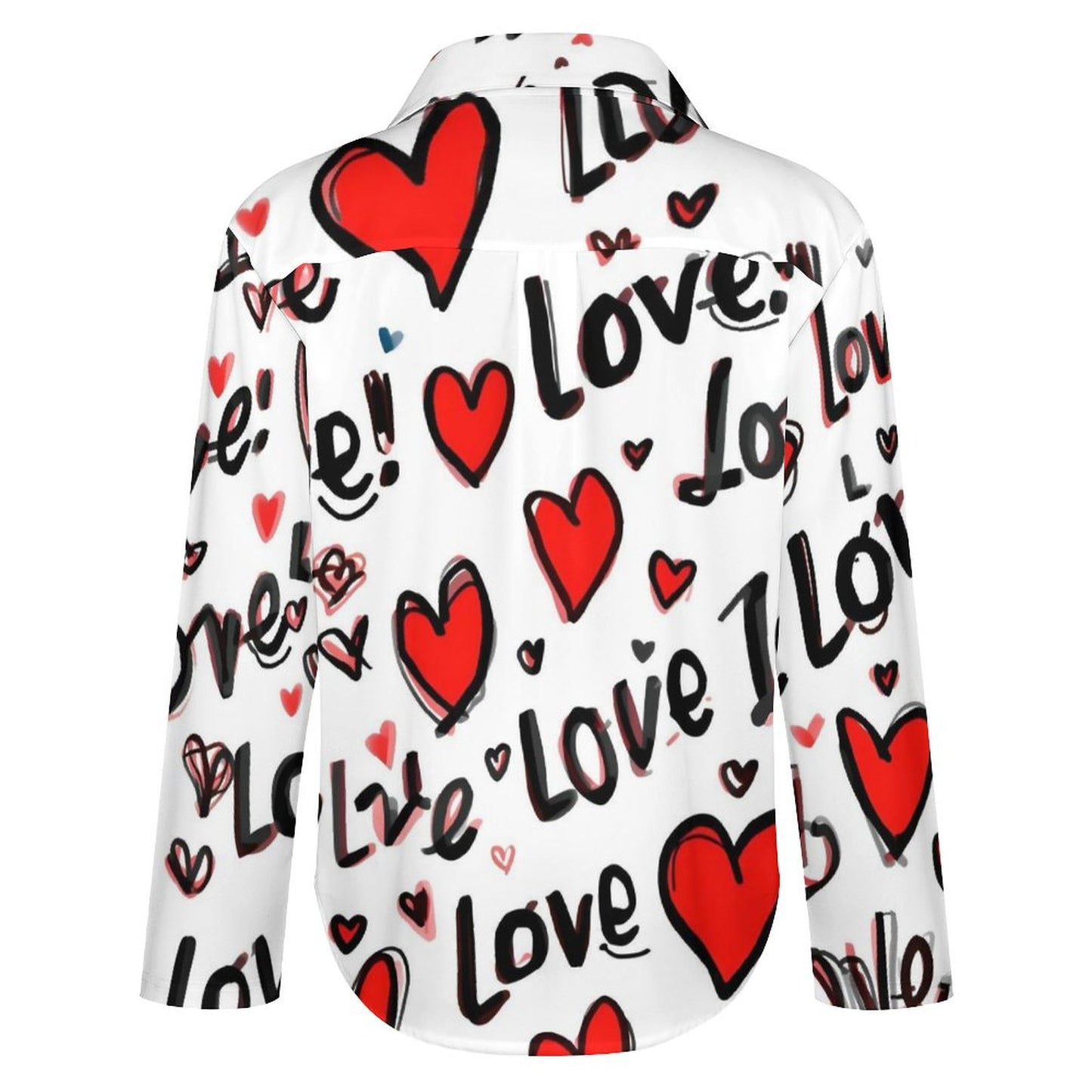 Chemise à ourlet asymétrique – imprimé cœurs “Love” | Big Smiles