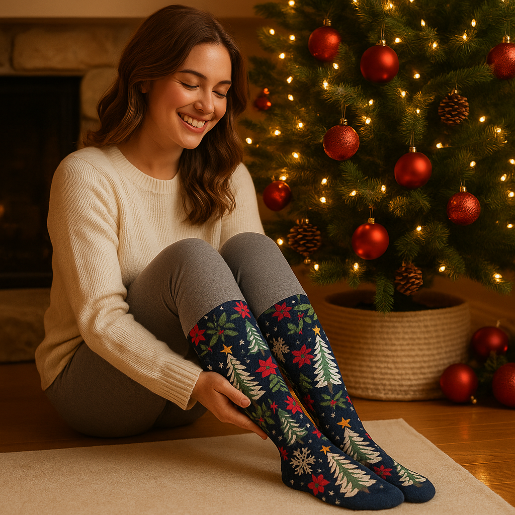 Chaussettes hautes de Noël – respirantes, douces et festives | Impression intégrale | Big Smiles