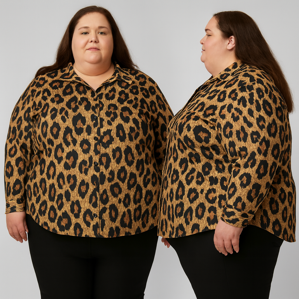 Chemise à ourlet asymétrique – imprimé léopard | Big Smiles
