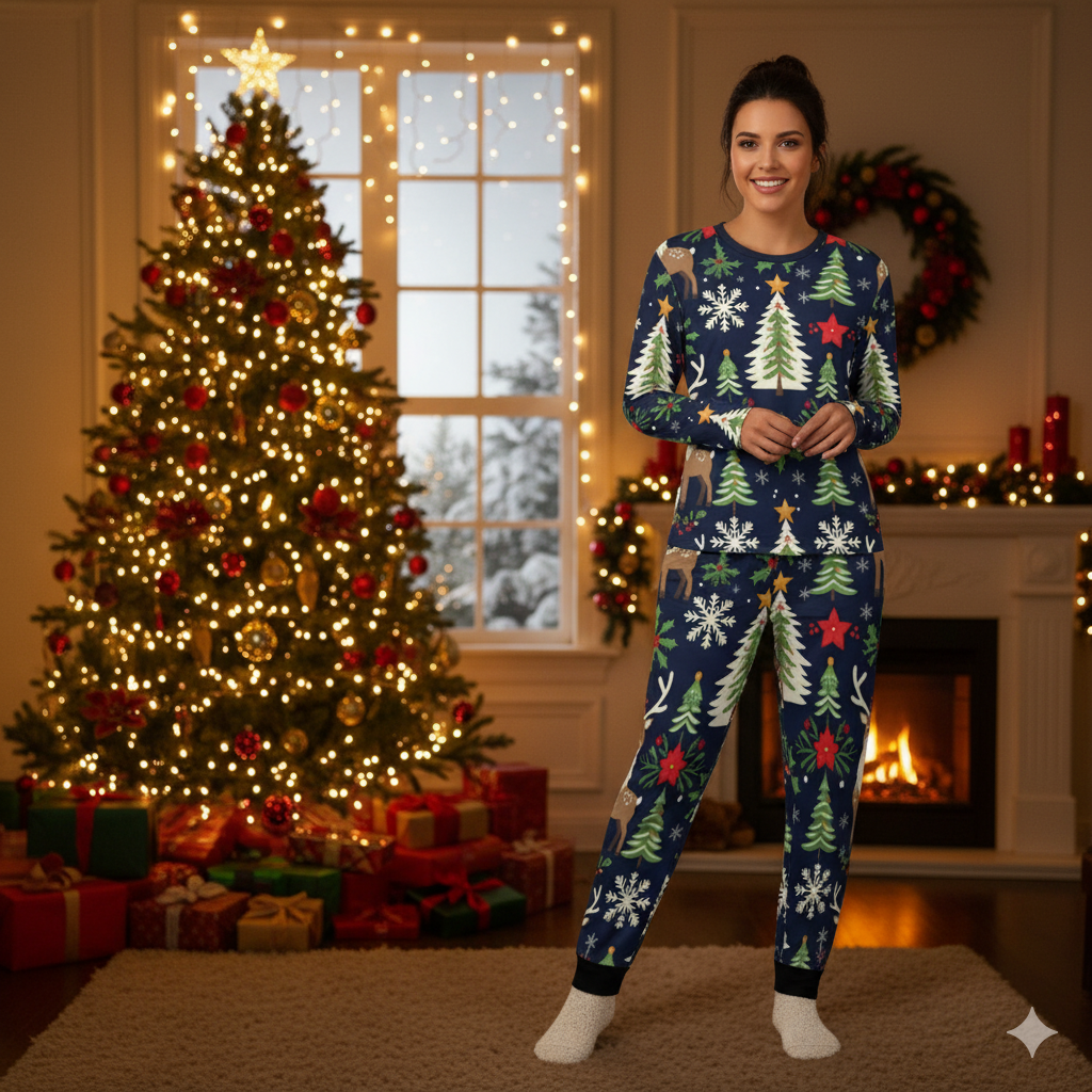 Pyjama de Noël femme 2 pièces | XS–6XL | Doux, extensible, poches | Big Smiles