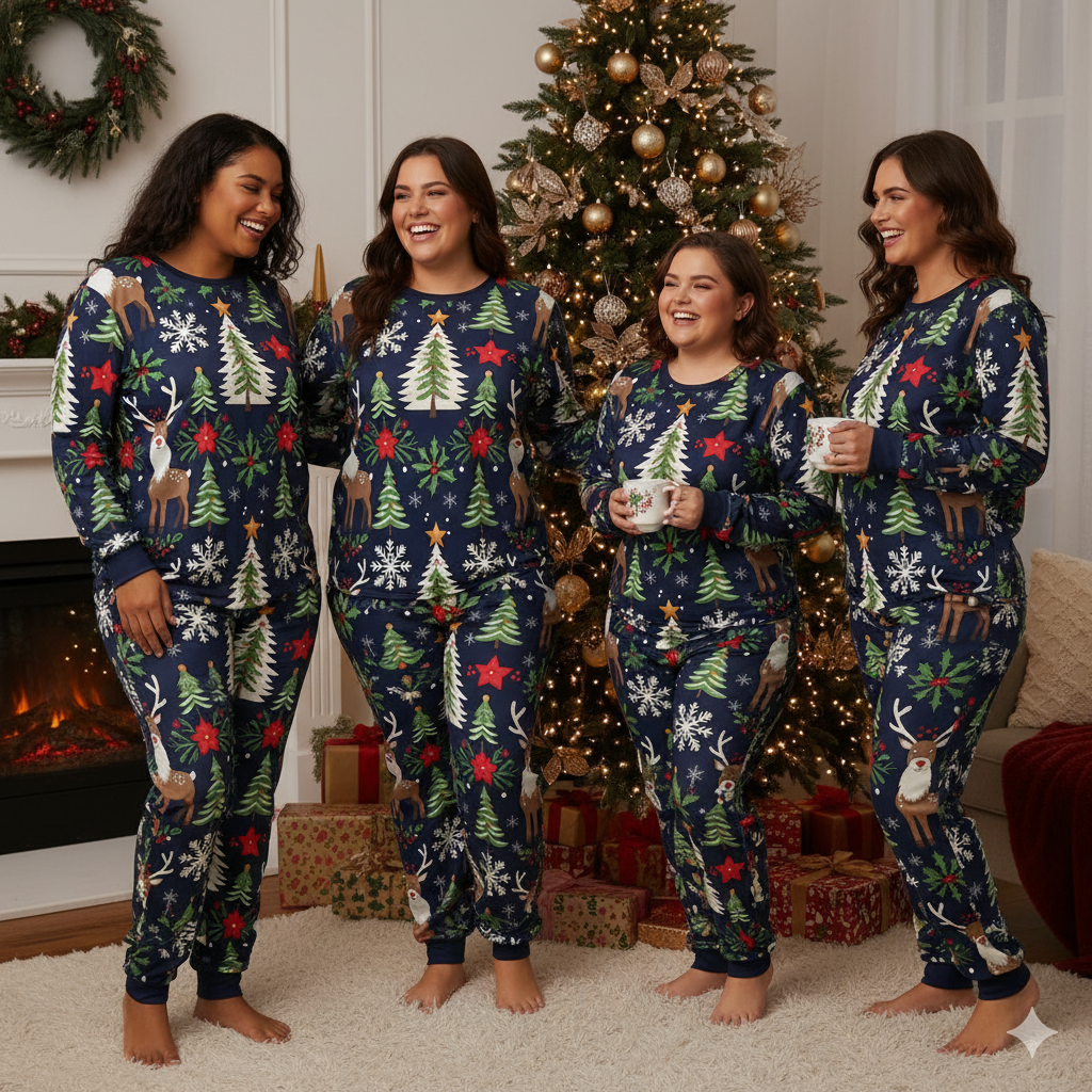 Pyjama de Noël femme 2 pièces | XS–6XL | Doux, extensible, poches | Big Smiles