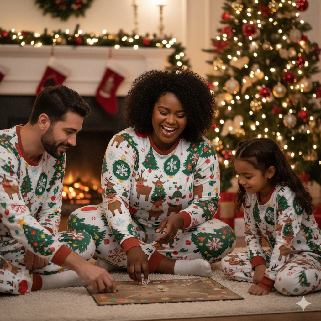 Pyjama de Noël femme 2 pièces | XS–6XL | Doux, stretch, poches, imprimé intégral | Big Smiles