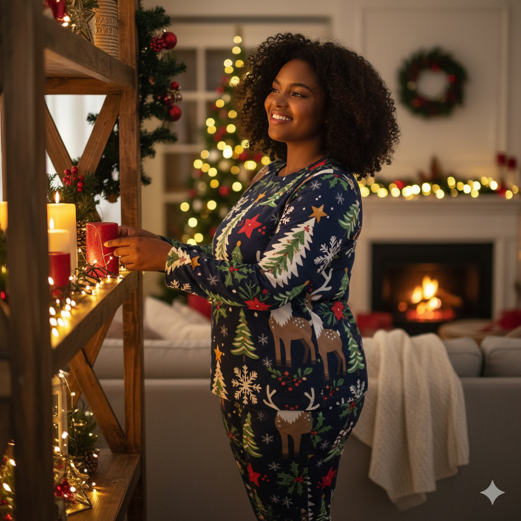 Pyjama de Noël femme 2 pièces | XS–6XL | Doux, extensible, poches | Big Smiles
